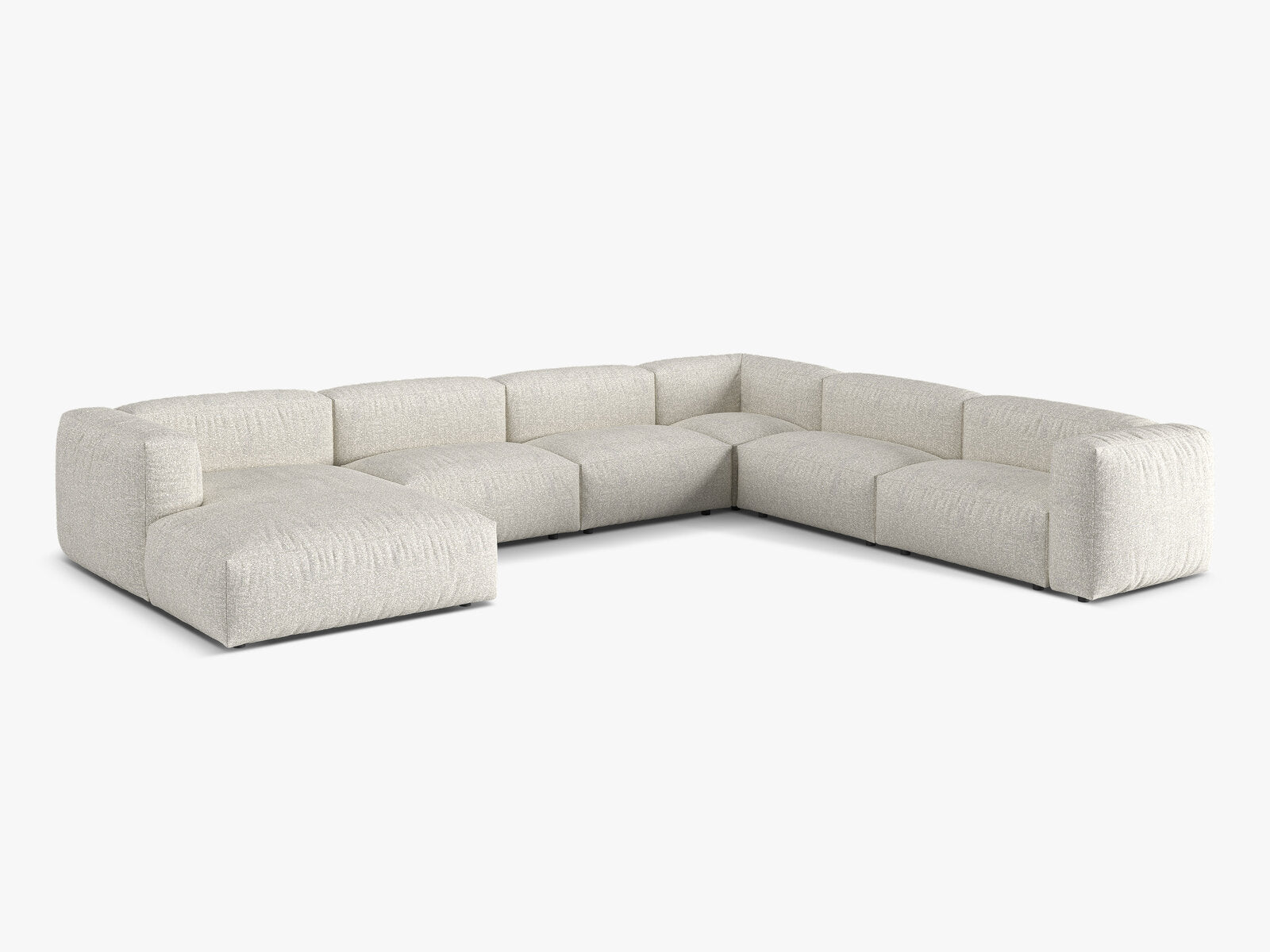 Micadoni modulares Ecksofa XL Martina 6-Sitzer Rechts Boucle Monet Grau Beige Melange