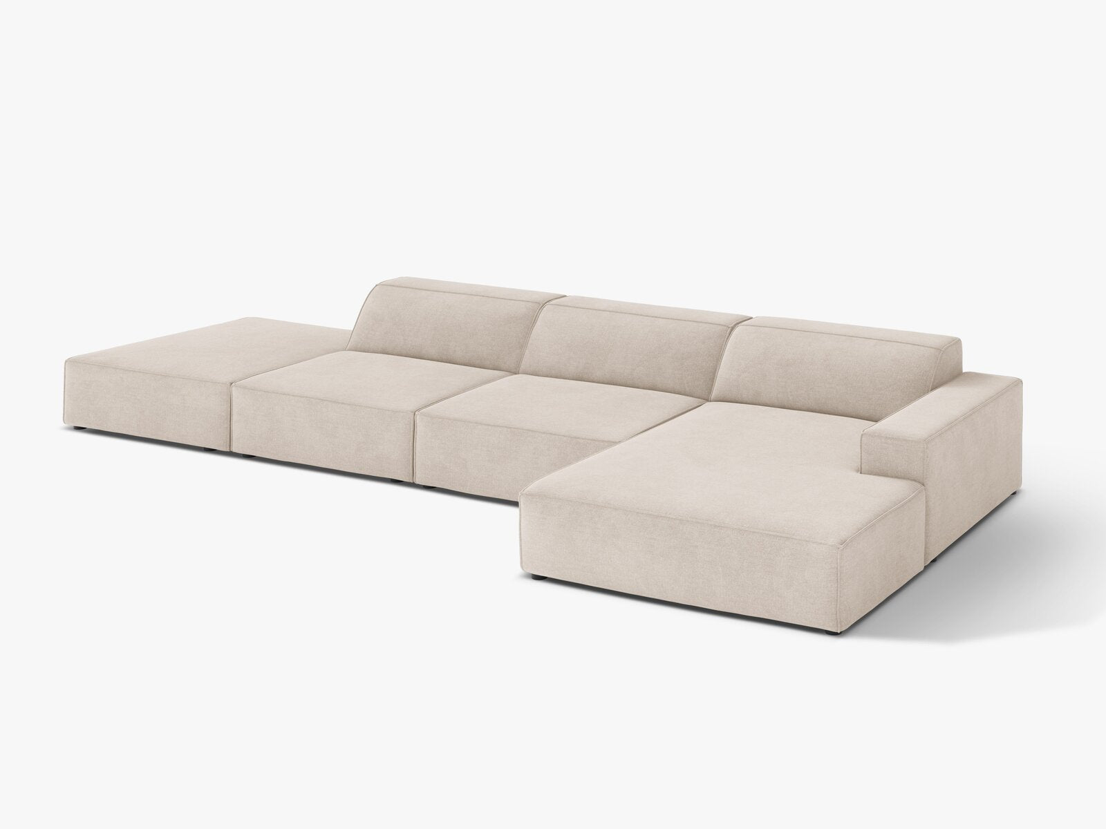 Micadoni Ecksofa Jodie 5-Sitzer Strukturierter Stoff Liberty Beige Rechts