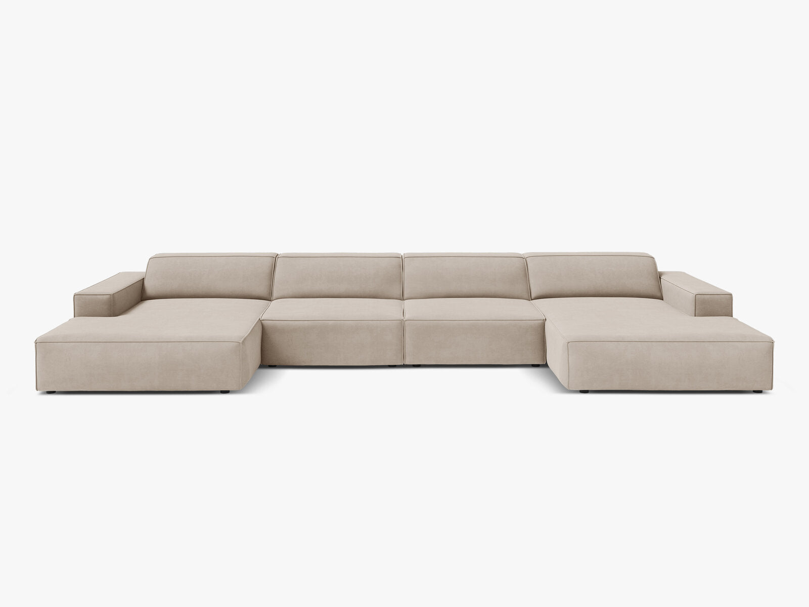 Micadoni Panorama-Sofa Jodie 6-Sitzer Samt Bluvel Dunkelbeige