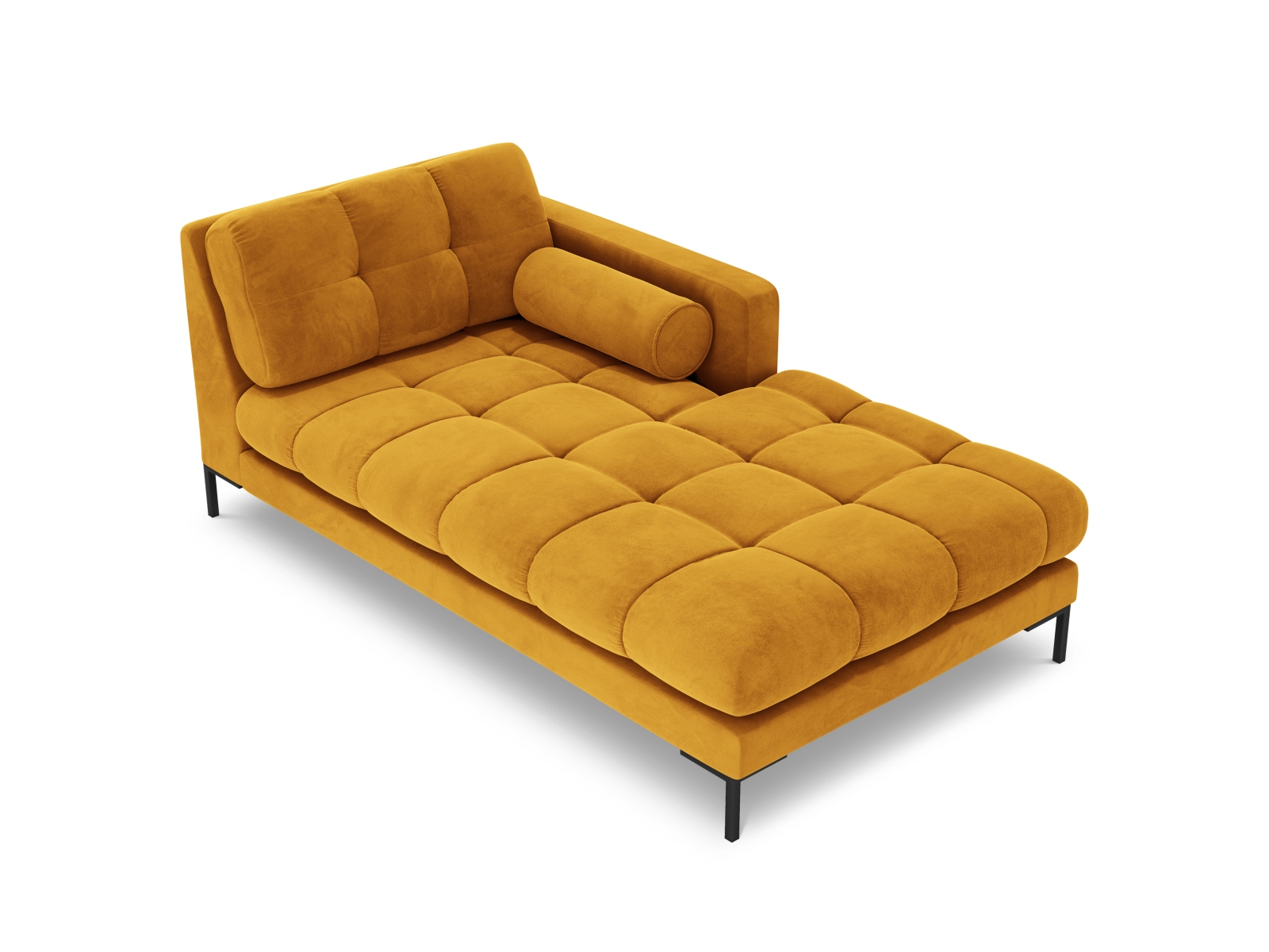 Cosmopolitan Design Chaiselongue Bali Samt Bluvel Gelb Rechts Beine Schwarzes Metall