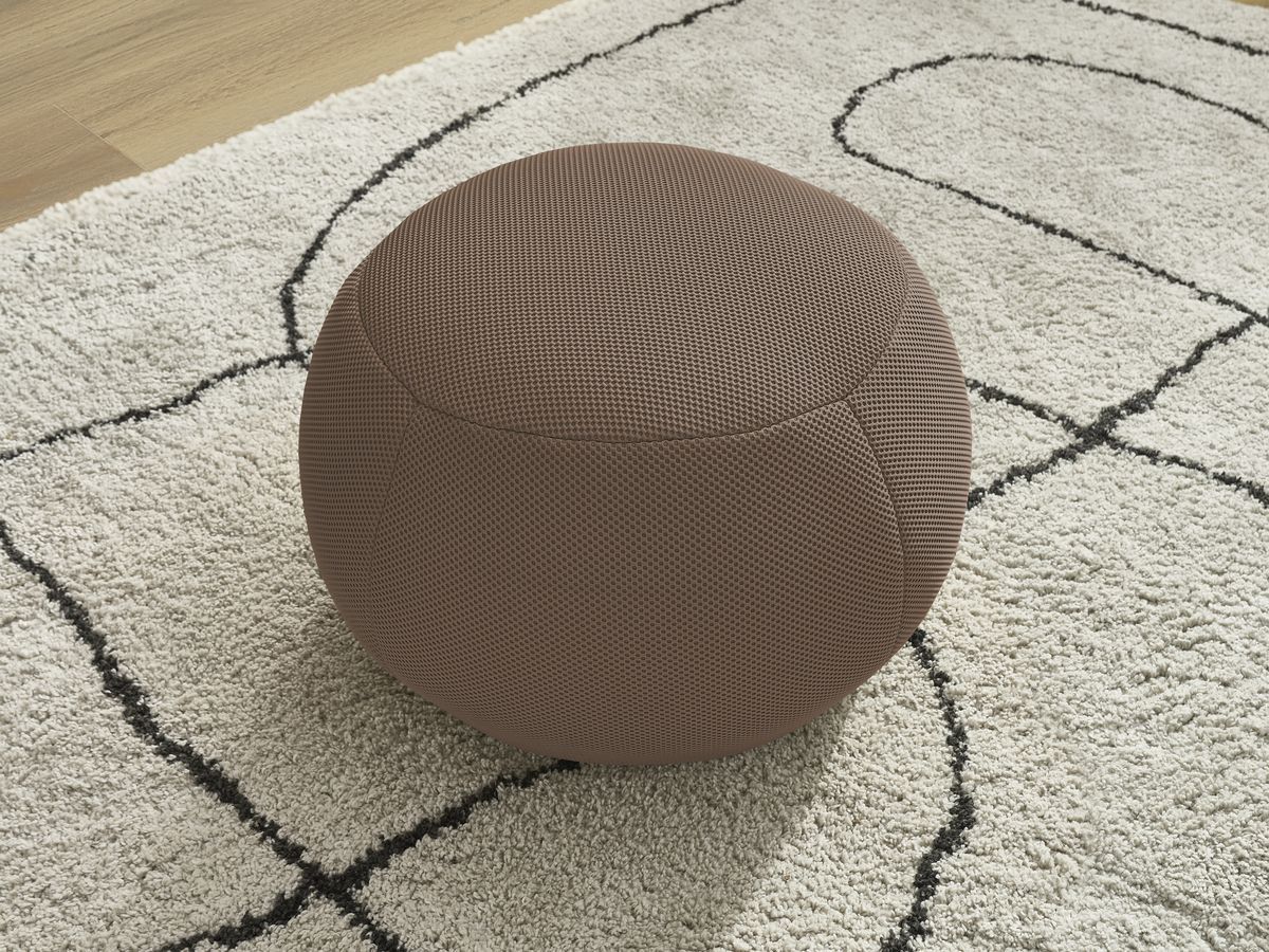 Bobochic Hayden Pouf, rund Mesh-Stoff Braun, 60 cm