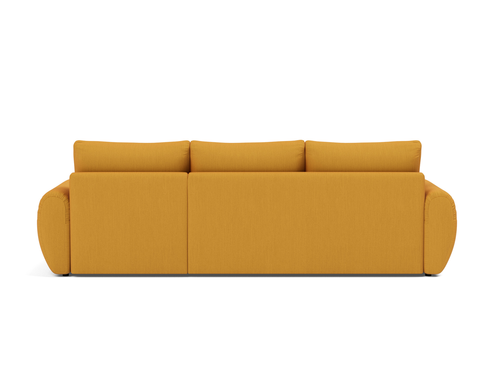 Schlafsofa Norum mit Chaiselongue und Curve-Armlehnen Flachgewebe Elegance 507-Burned-Curry
