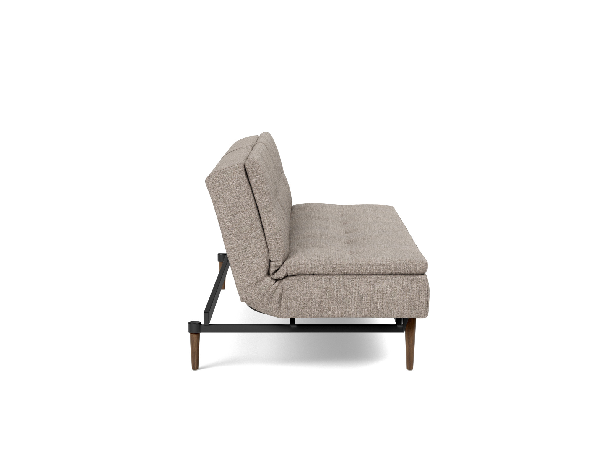 Schlafsofa Dublexo Chenille Yuveno 472-Warm-Grey Beine Styletto Eiche dunkel