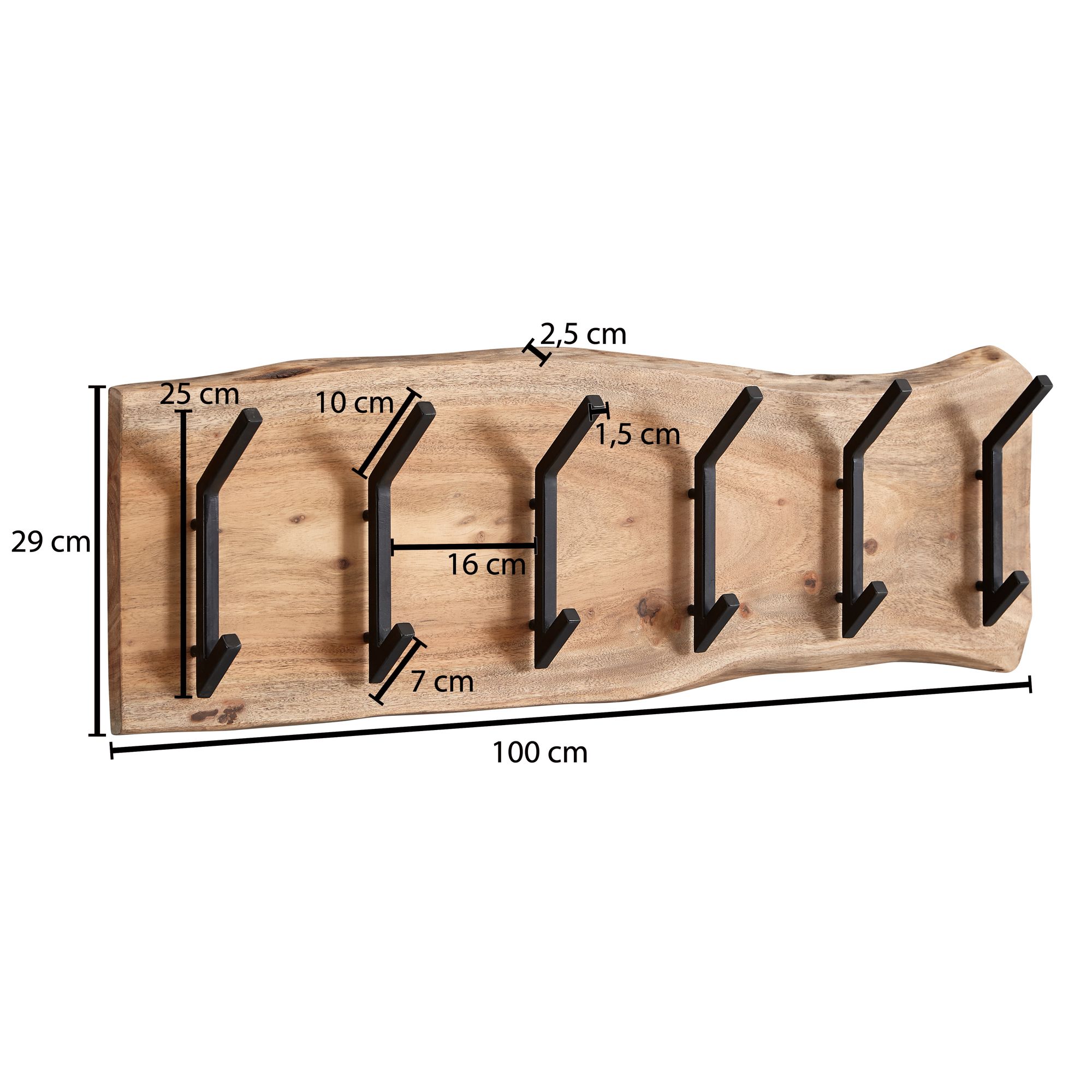 Wandgarderobe Bergvik Akazie Massivholz Braun 100 × 12,5 × 29 cm