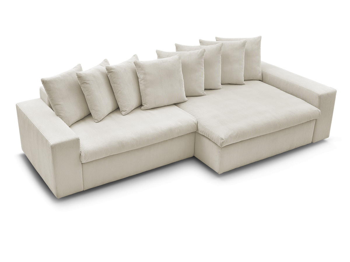Bobochic Enore Ecksofa 330 × 157 cm Cordsamt Beige Ecke rechts