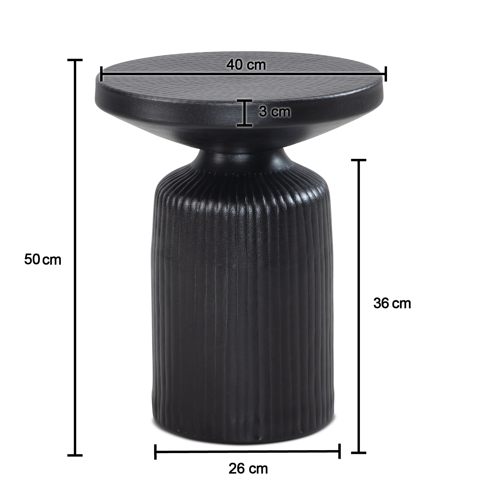 Beistelltisch Tolga Aluminium Schwarz Ø 40 × H 50 cm