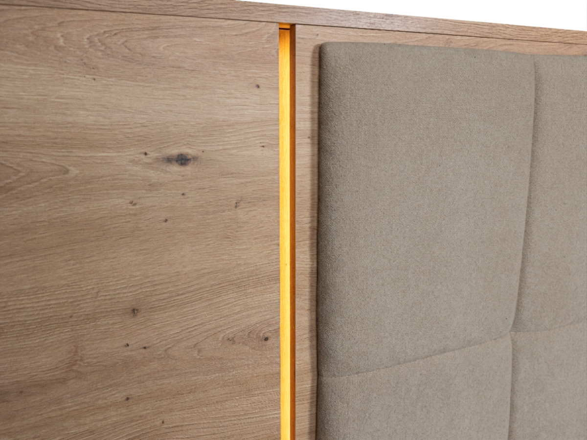 Bobochic Ryokan Polsterbett mit Bettkasten Strukturstoff Taupe, Liegefläche 140 × 190 cm