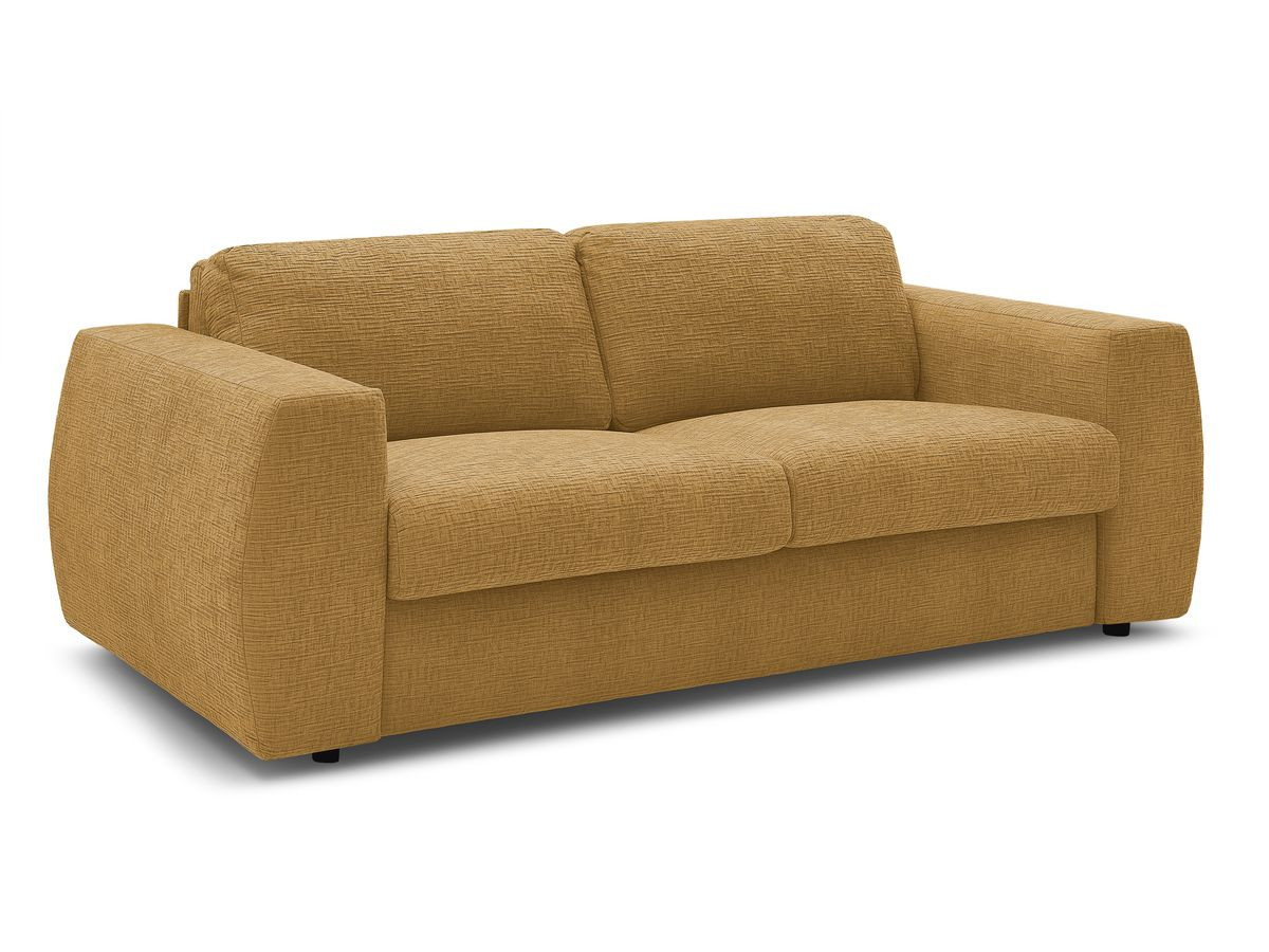 Bobochic Hugo Schlafsofa 3-Sitzer Strukturstoff Gelb, Liegefläche 160 × 190 cm