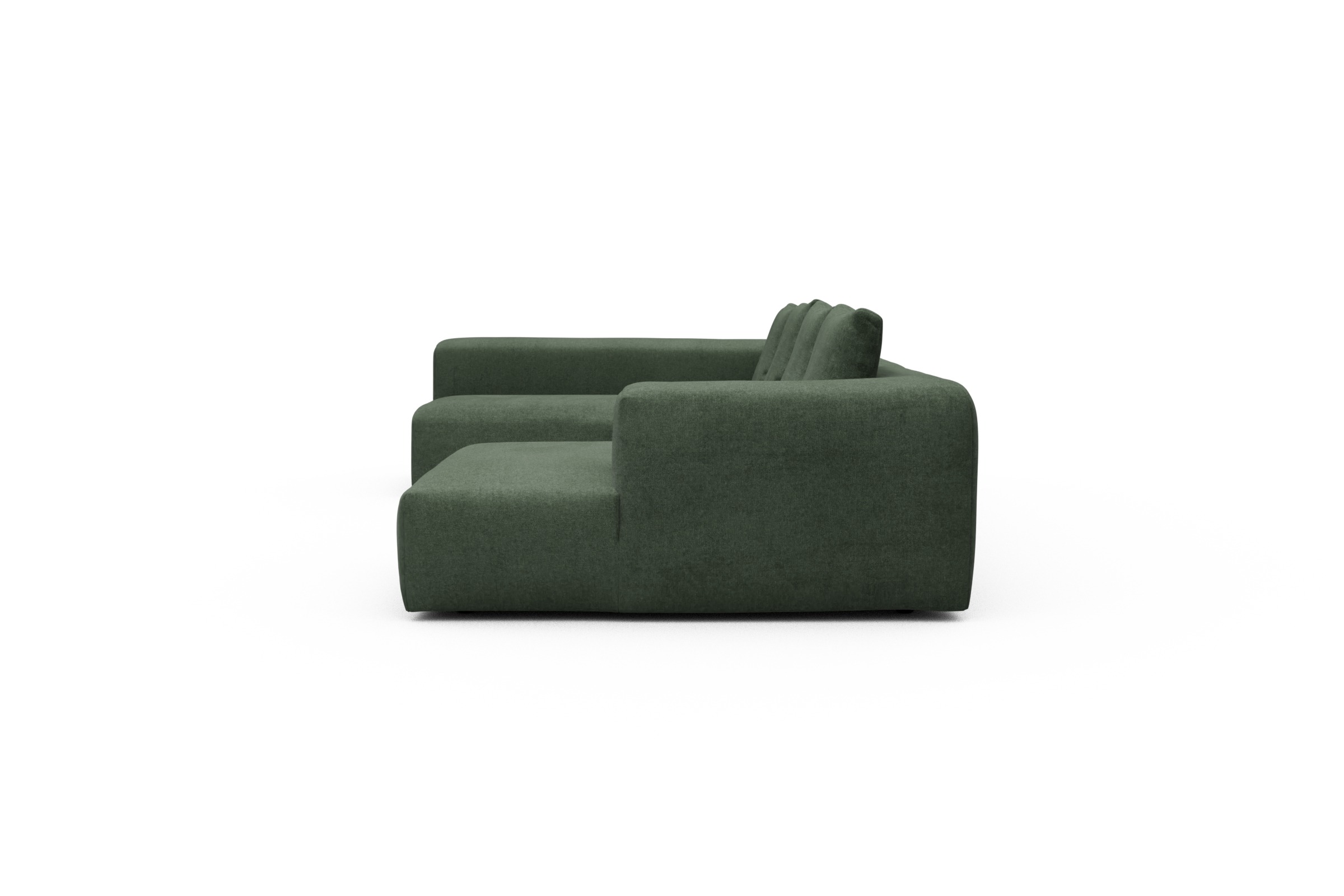 Wohnlandschaft Fred Chaiselongue rechts mit 2-Sitzer und lange Armlehne links Casone-Forest-Green