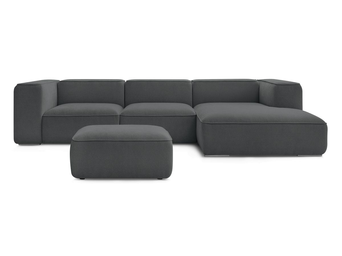Bobochic Zephyr Ecksofa mit Pouf 349 × 165 cm Strukturstoff Dunkelgrau Ecke rechts