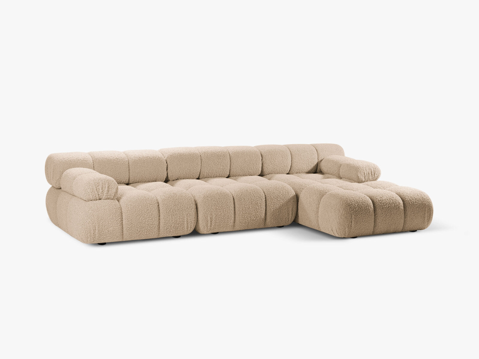 Micadoni Modulares Ecksofa Bellis 4-Sitzer Rechts Boucle Rolf Sand