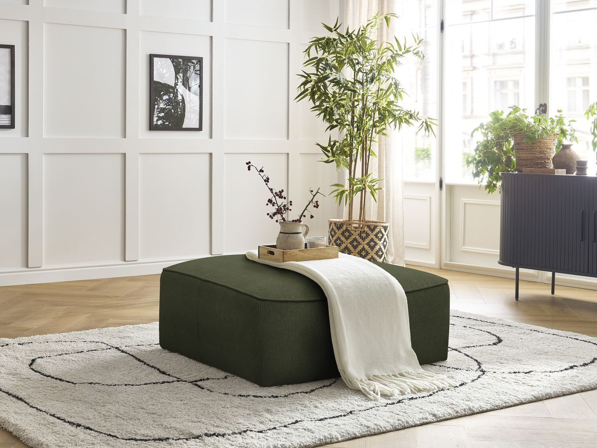 Bobochic Leopold Pouf Melange-Stoff Dunkelgrün