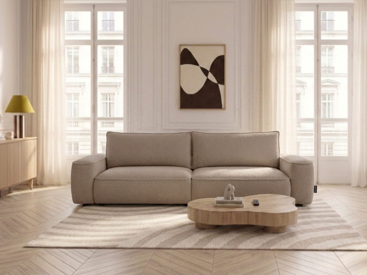 Bobochic Honore Schlafsofa 3-Sitzer mit Bettkasten Chenille Braun