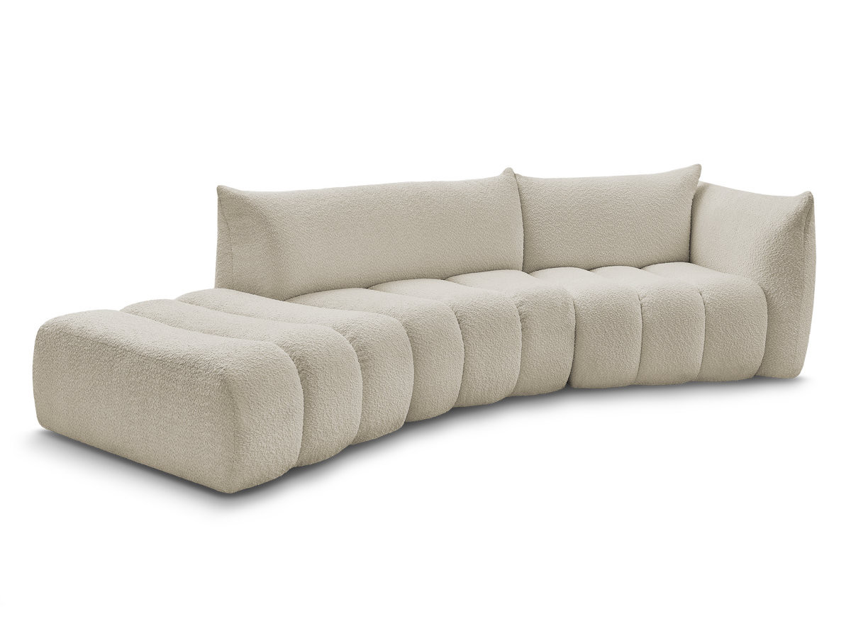 Bobochic Azra Ecksofa 325 × 112 cm Bouclé-Stoff Beige Ecke rechts