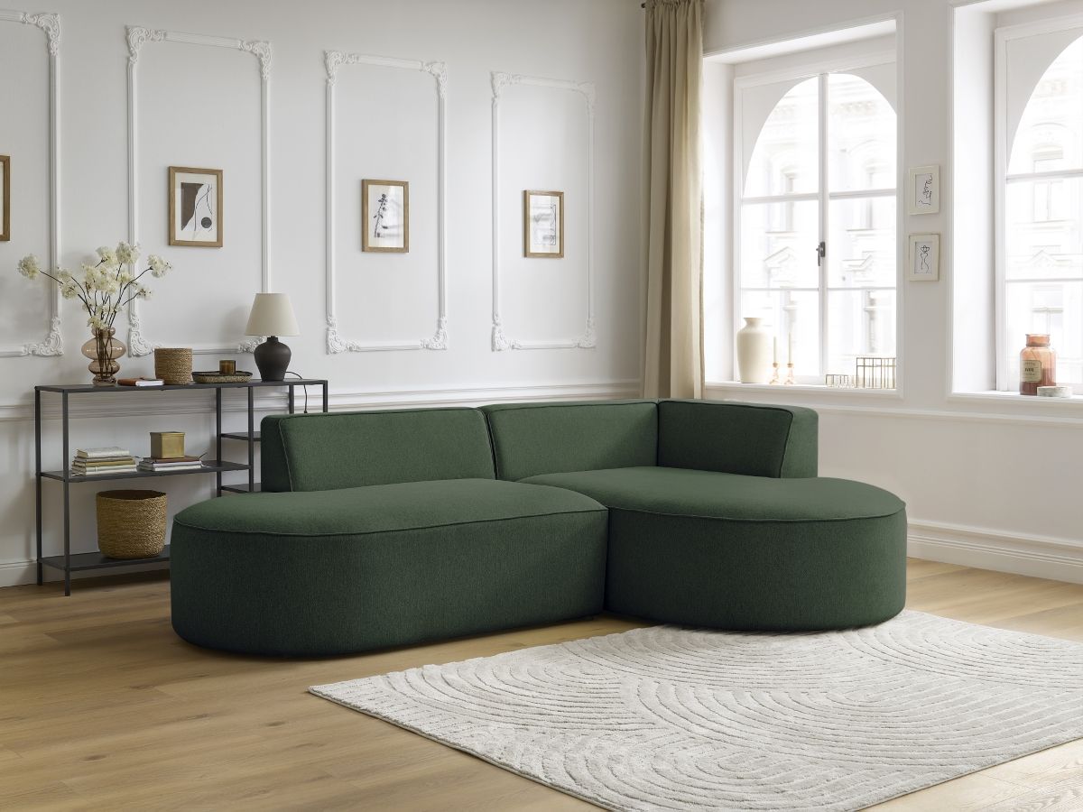 Bobochic Rousseau Ecksofa Melange-Stoff Grün Ecke rechts