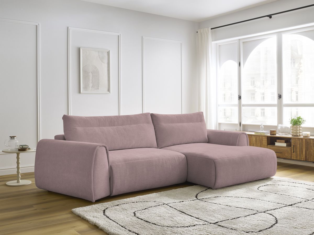 Bobochic Aden Ecksofa 293 × 152 cm Stoff Rosa Ecke rechts