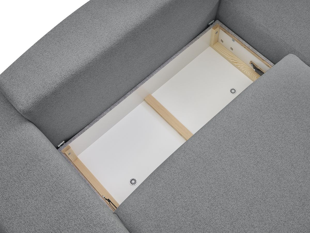Bobochic Voltaire Ecksofa mit Schlaffunktion und Bettkasten Melange-Stoff Dunkelgrau