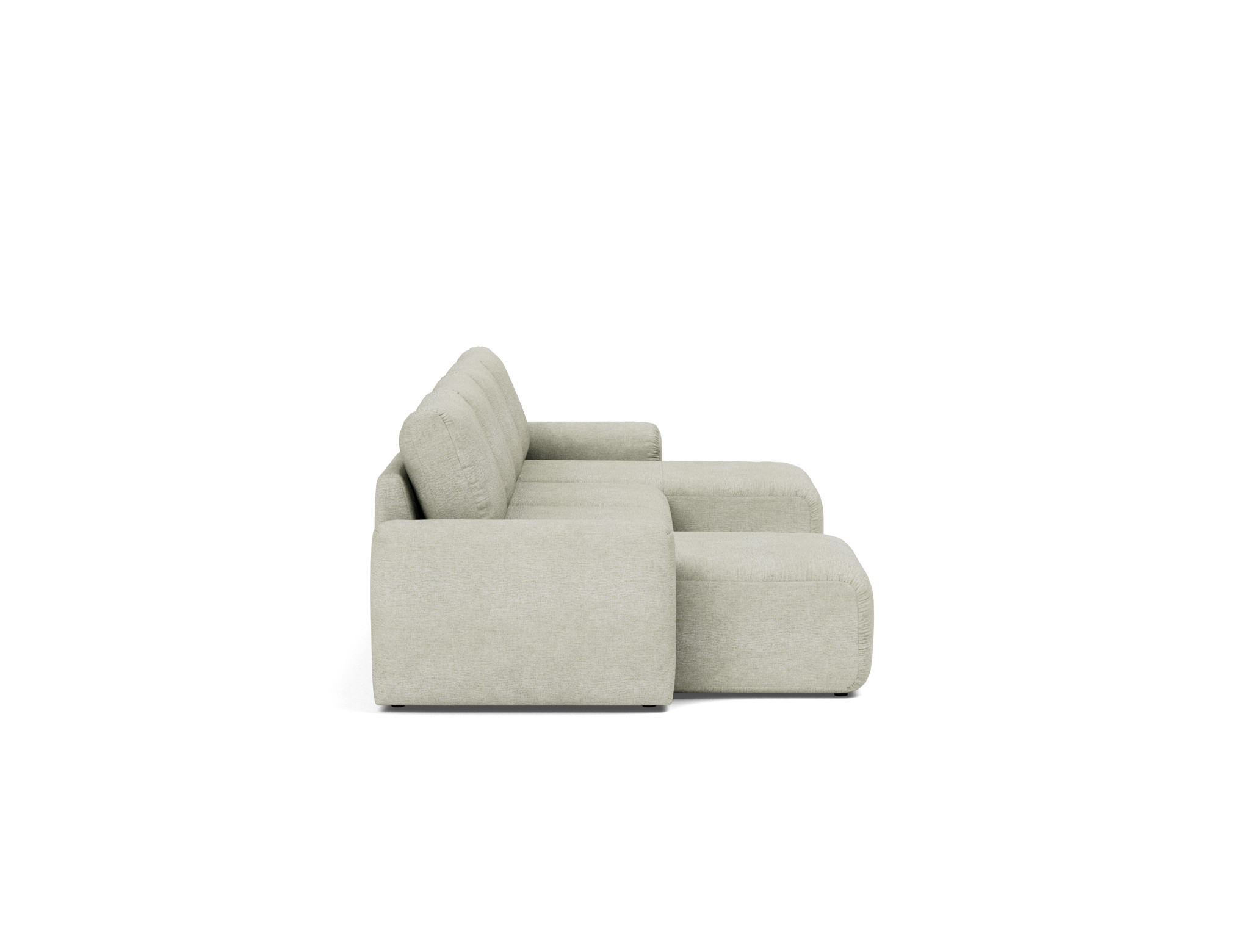 Schlafsofa Norum U-Form mit Chunky-Armlehnen Flachgewebe Avella 280-Sand