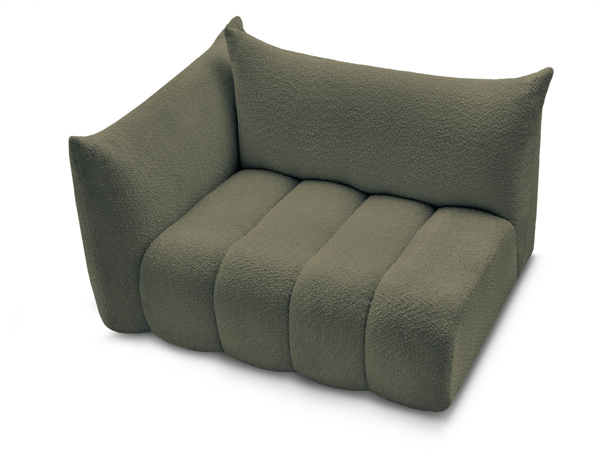 Bobochic Azra Sofamodul 2-Sitzer 143 × 112 cm Bouclé-Stoff Grün Ecke links