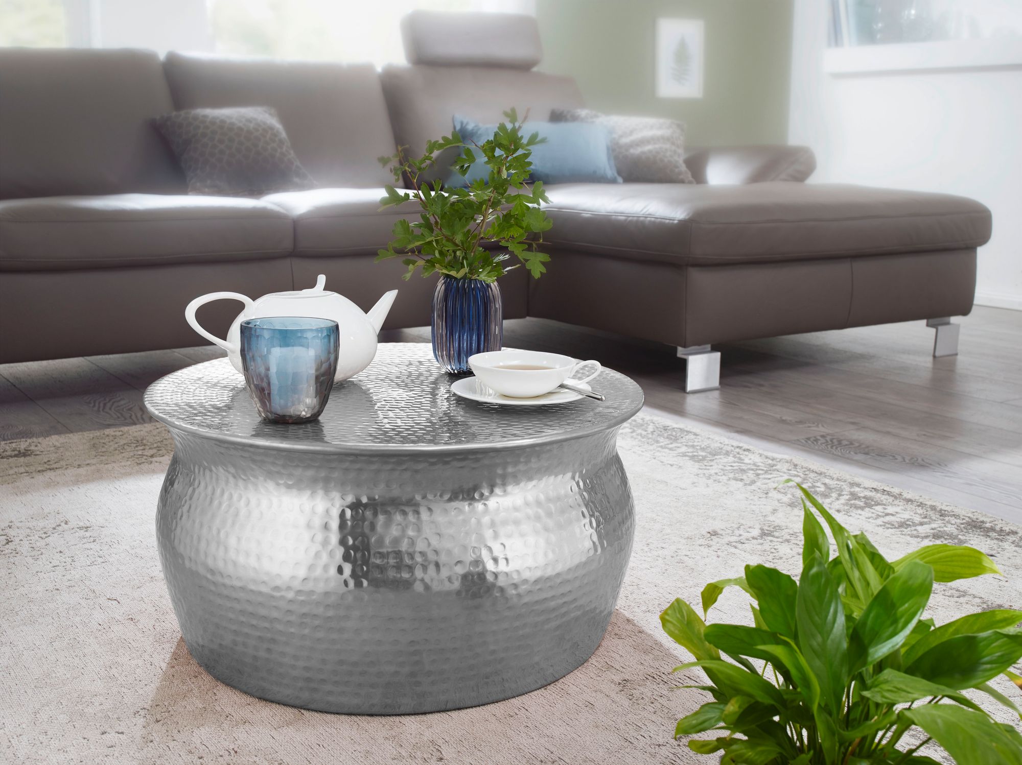 Couchtisch Selfoss Aluminium Silber Ø 60 cm
