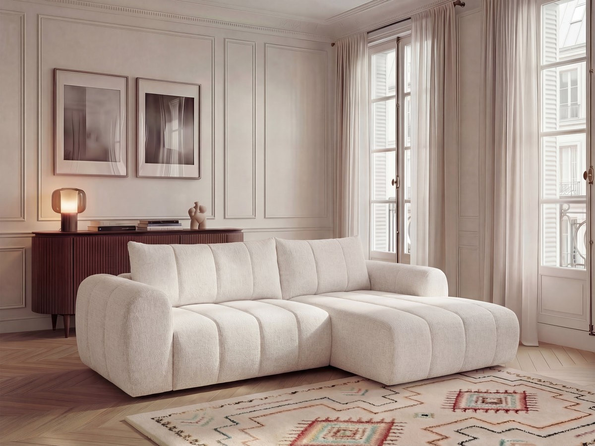 Bobochic Nesty Ecksofa 272 cm Melange-Stoff Beige Ecke rechts