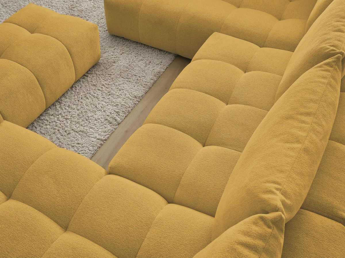 Bobochic Everest Wohnlandschaft mit Pouf, 6 Kissen Melange-Stoff Gelb Ecke rechts
