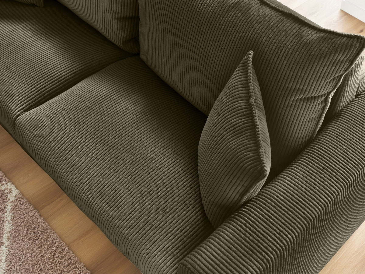 Bobochic Augustin Schlafsofa 3-Sitzer Cordsamt Hellgrün, Liegefläche 140 × 200 cm
