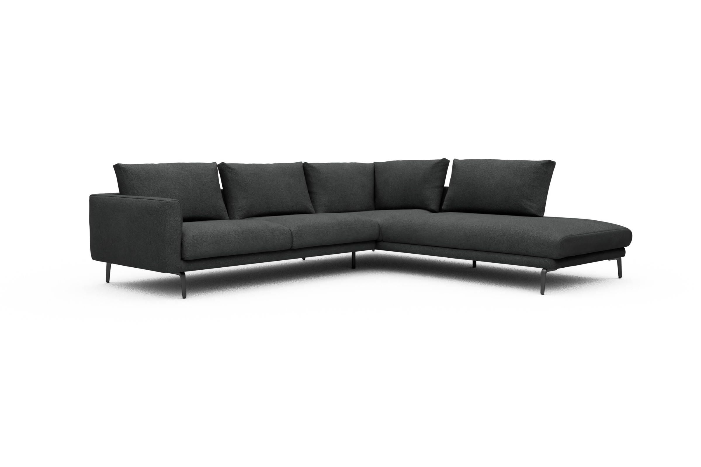 Ecksofa Karl Relax-Ecke rechts mit 2,5-Sitzer Boucle-Charcoal