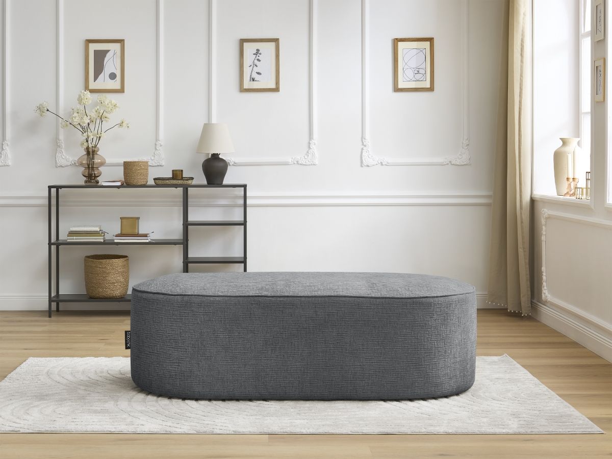 Bobochic Rousseau Pouf Strukturstoff Dunkelgrau