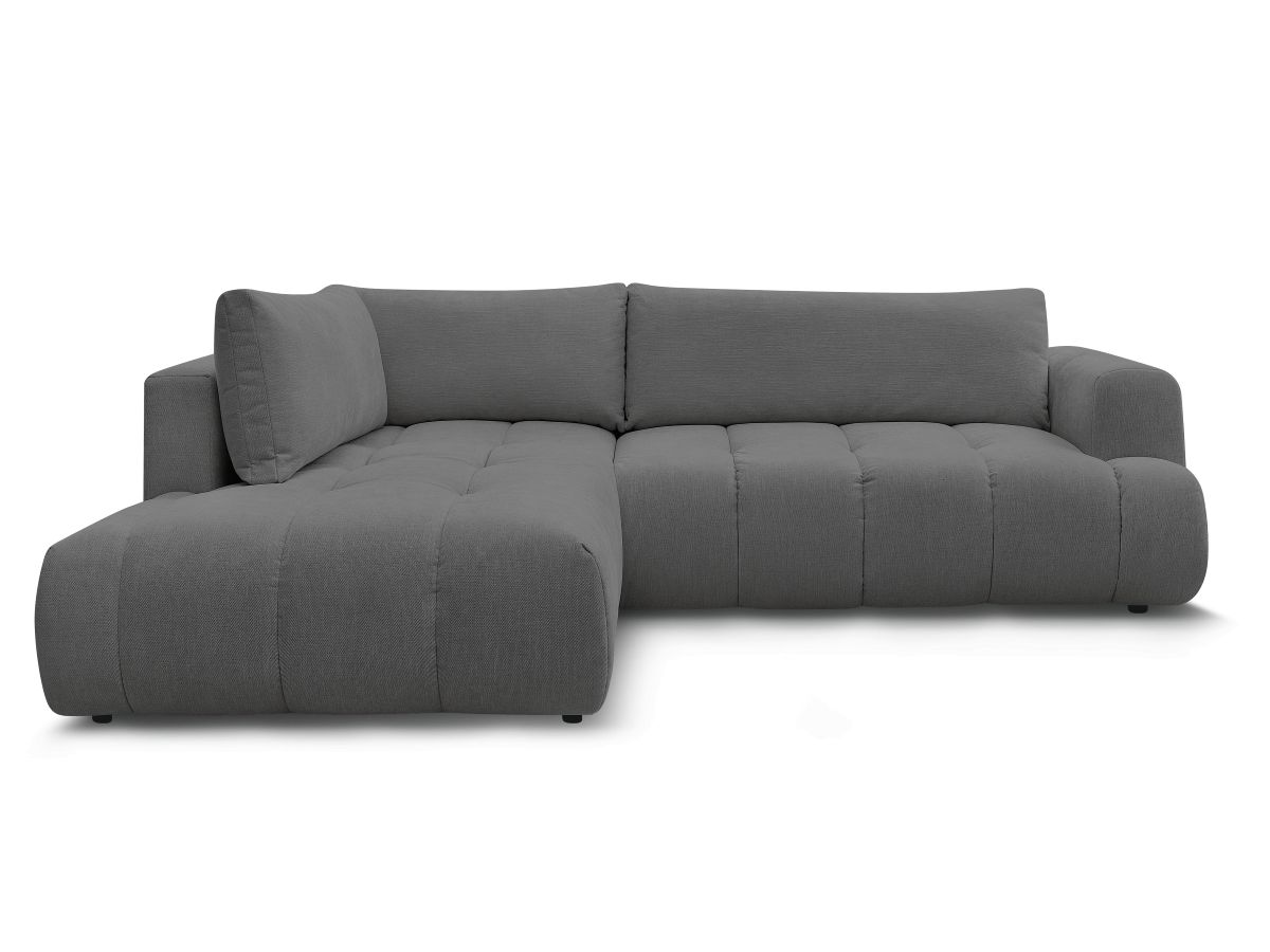 Bobochic Fuji Ecksofa mit Schlaffunktion und Bettkasten 282 × 204 cm Stoff Dunkelgrau Ecke links