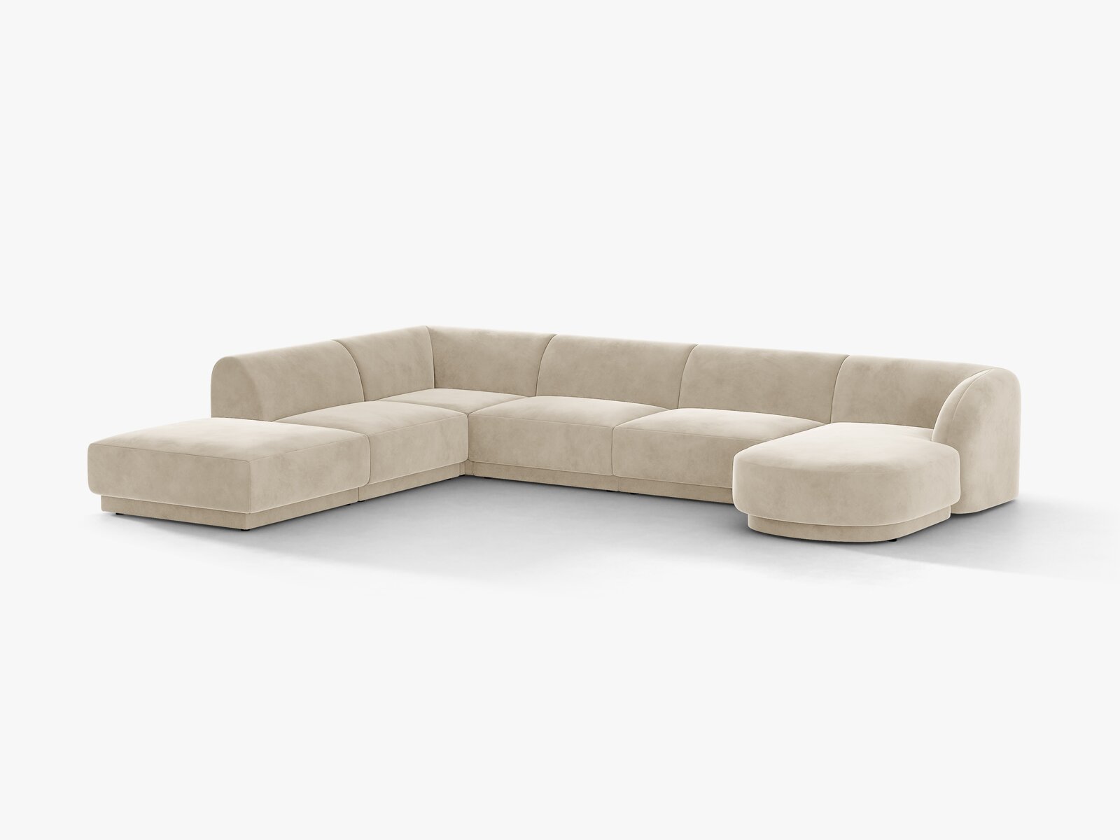 Micadoni Panorama-Ecksofa Miley 6-Sitzer Links Samt Bluvel Dunkelbeige