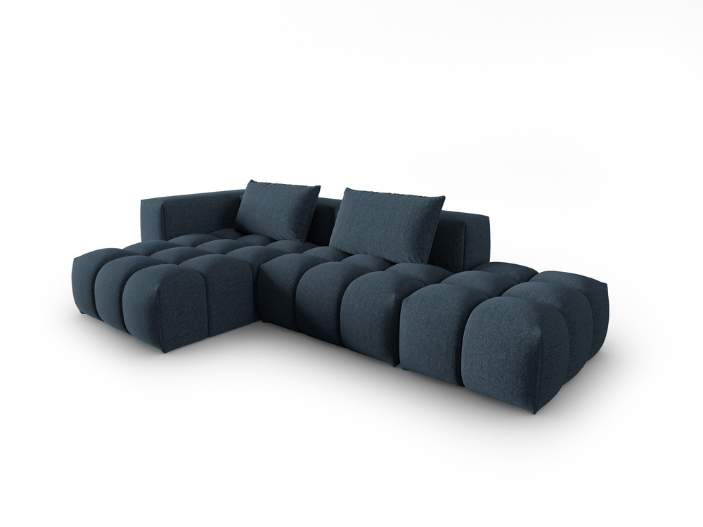 Cosmopolitan Design Ecksofa Verona 4-Sitzer offen Strukturierter Stoff Sorella Dunkelblau Links
