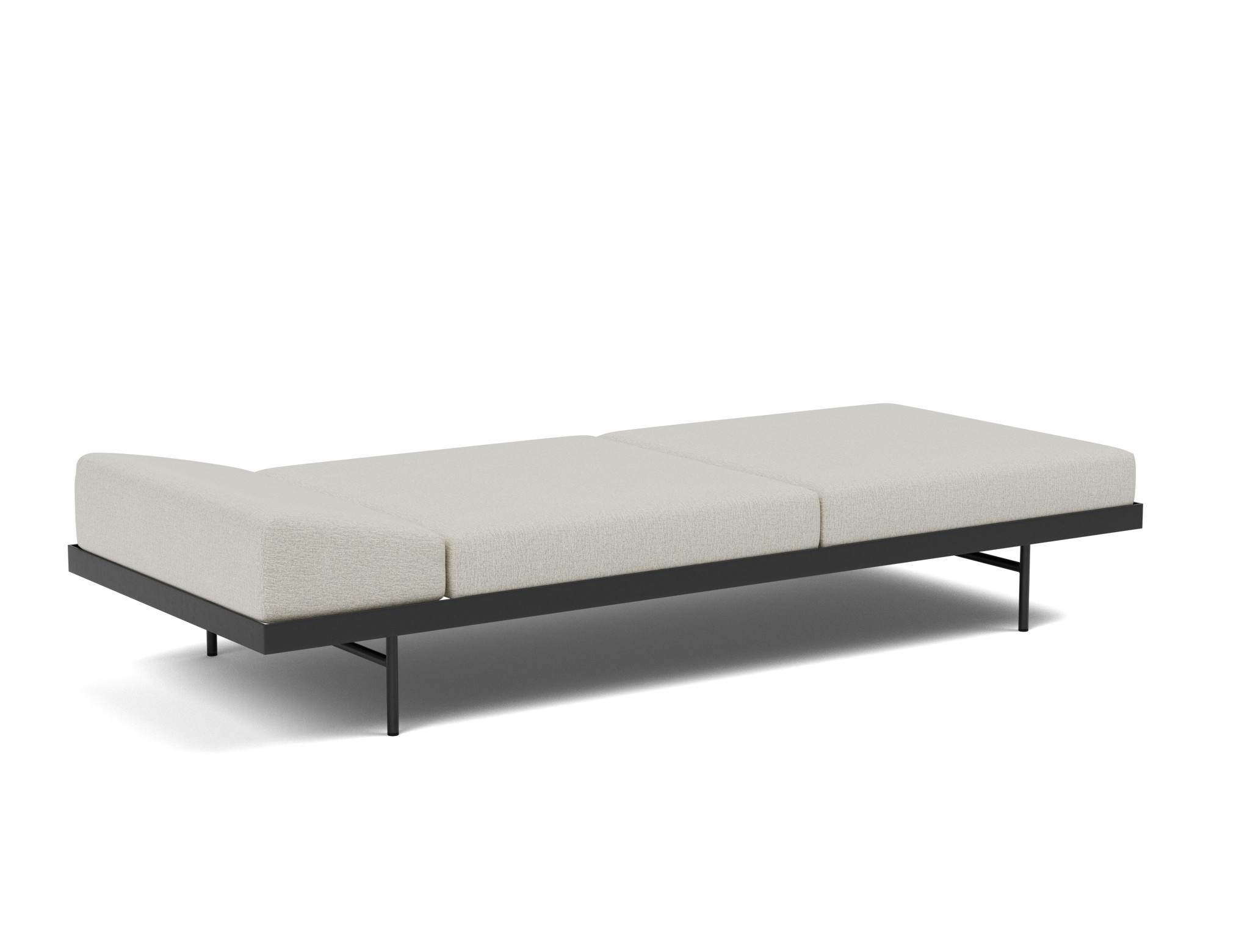 Tagesbett Puri Flachgewebe Mixed Dance 527-Natural Beine mit Nussbaumtisch