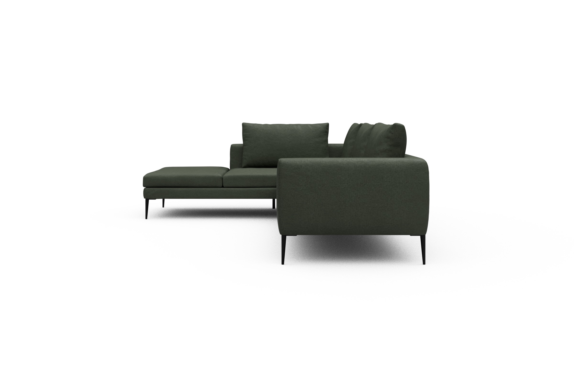 Ecksofa Paul Relax-Ecke rechts mit 3-Sitzer Denari-Forest-Green