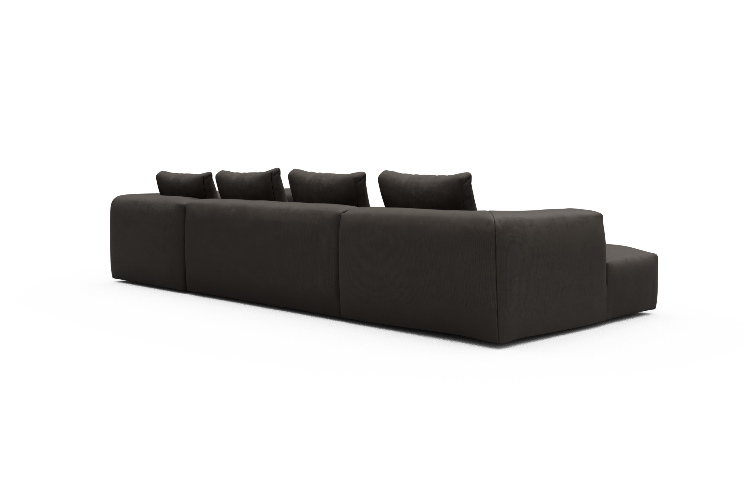 Wohnlandschaft Fred Chaiselongue links mit 2-Sitzer und lange Armlehne rechts Cordufine-Taupe