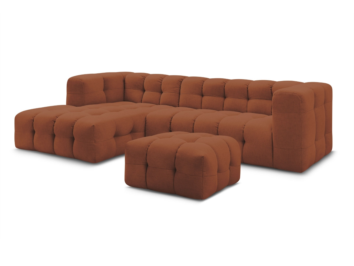 Bobochic Cloud Ecksofa mit Pouf 288 × 184 cm Stoff Orange Ecke links