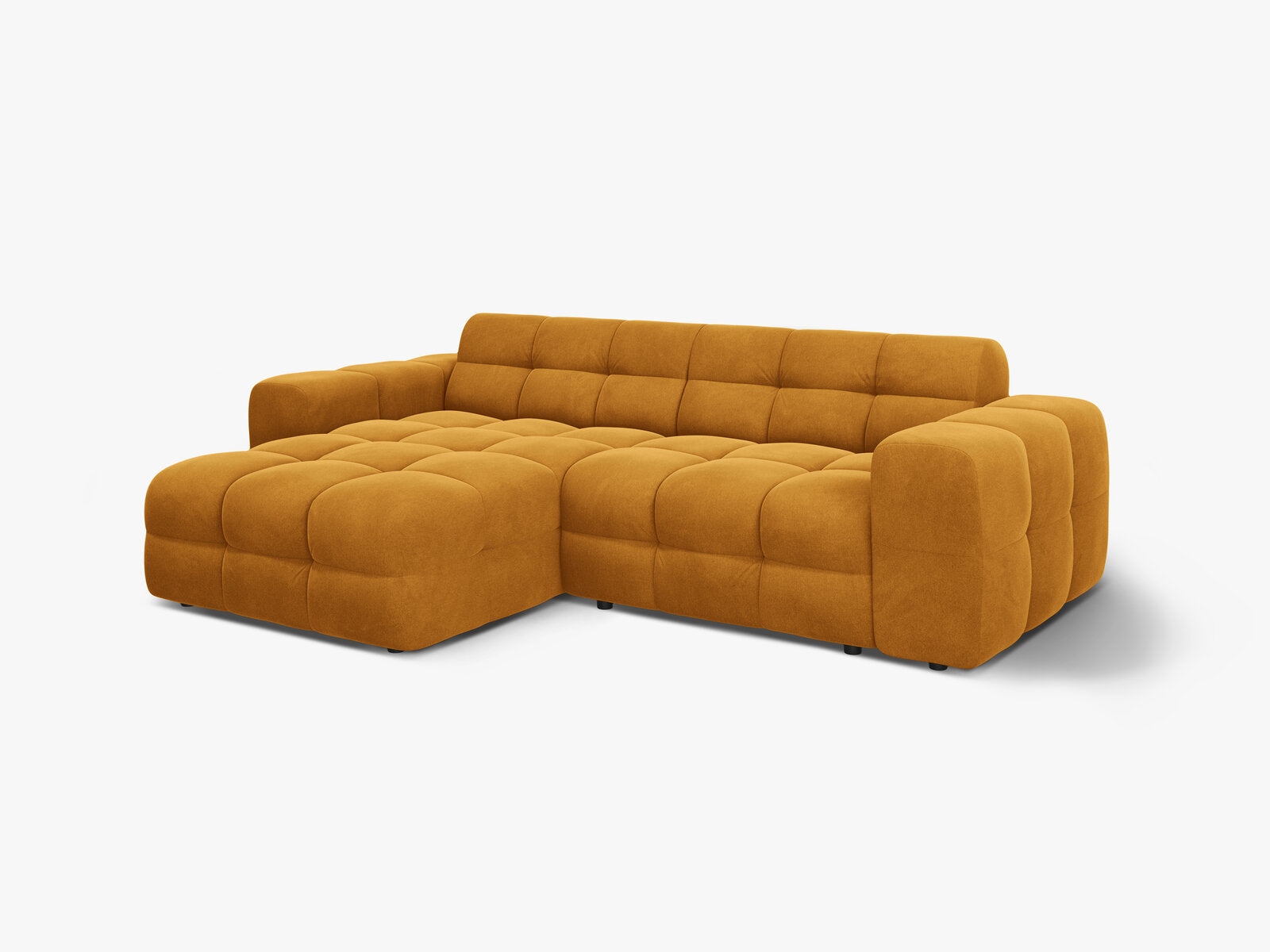 Micadoni Ecksofa Kendal 4-Sitzer Links Samt Senf