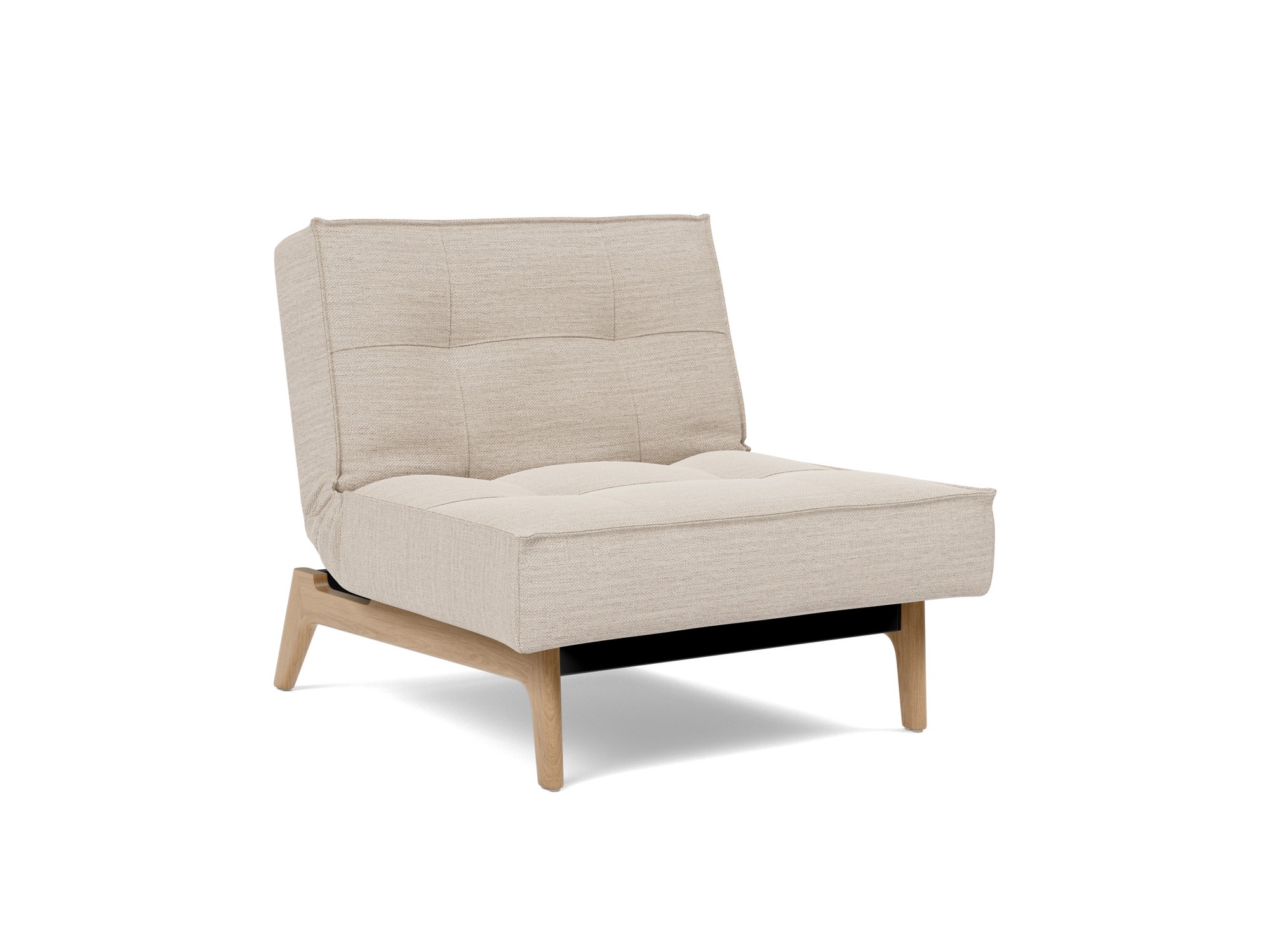 Sessel Splitback Webstoff Blida 612-Sand-Grey Beine Eiche