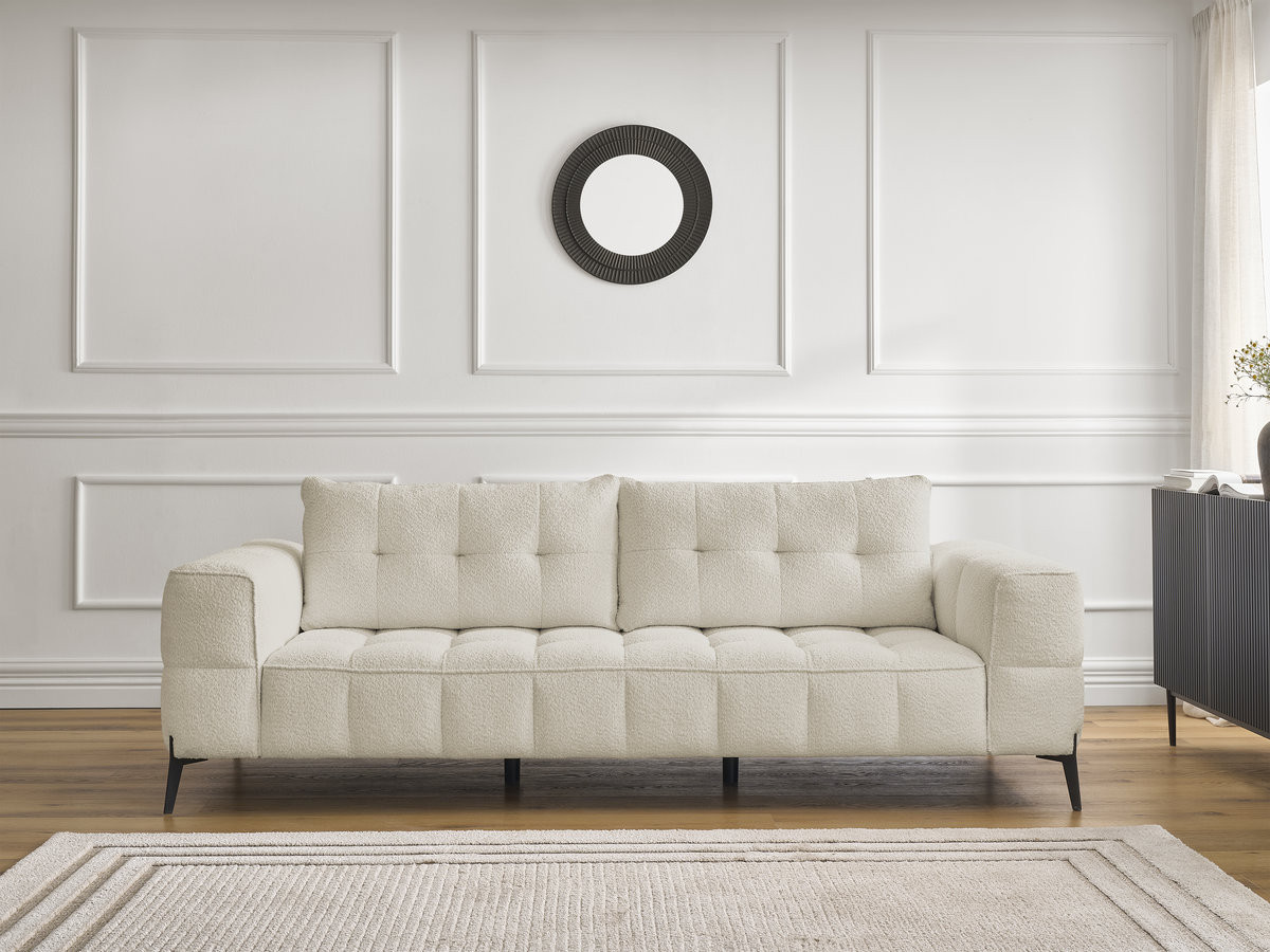 Bobochic Anis Sofa 3-Sitzer Bouclé-Stoff Beige