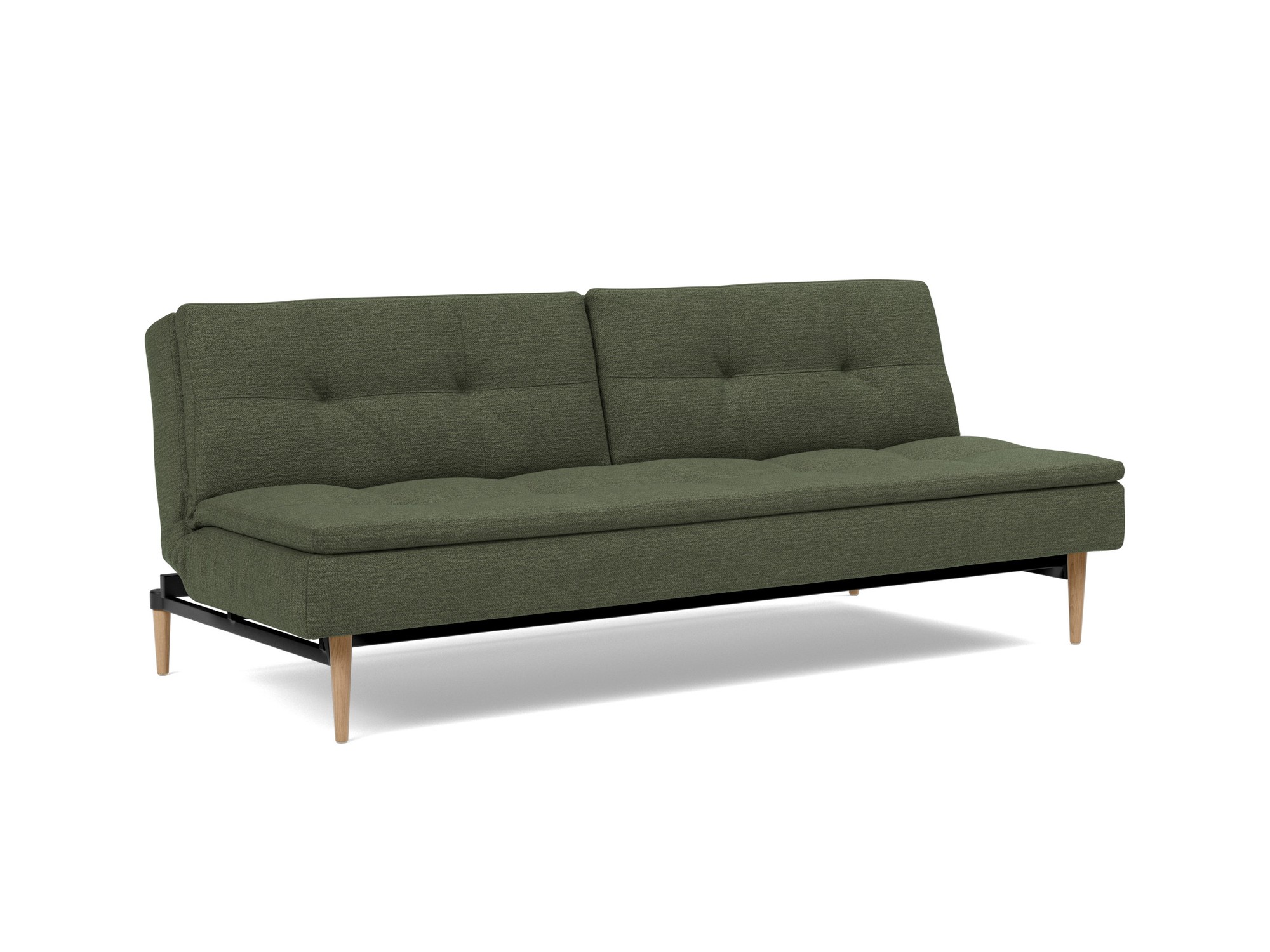 Schlafsofa Dublexo Strukturierter Stoff Taura 353-Forest Beine Styletto Eiche hell