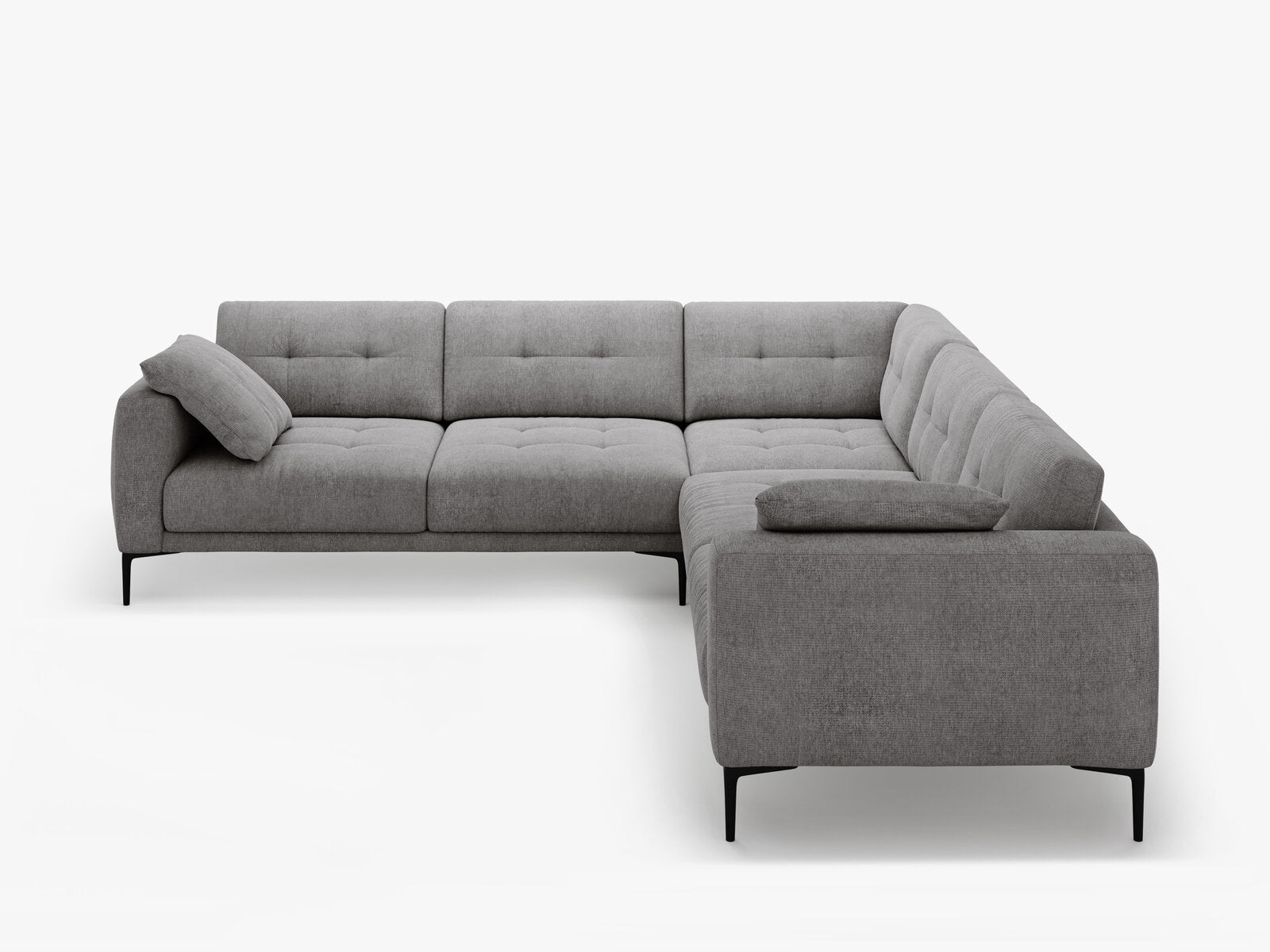 Micadoni Ecksofa Bemy 5-Sitzer Strukturierter Stoff Grau
