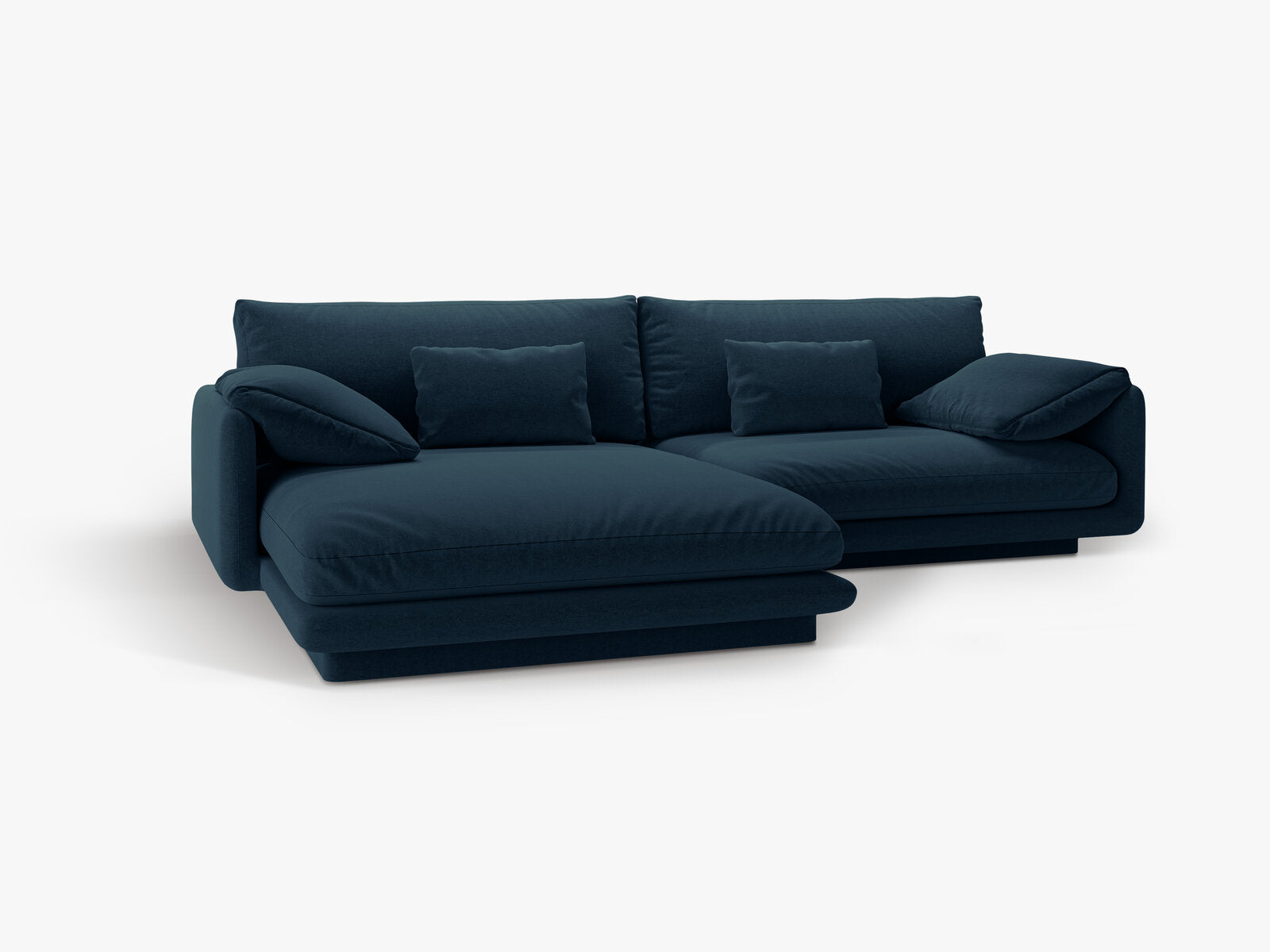 Micadoni Ecksofa Torino 4-Sitzer Links Strukturierter Stoff Marineblau
