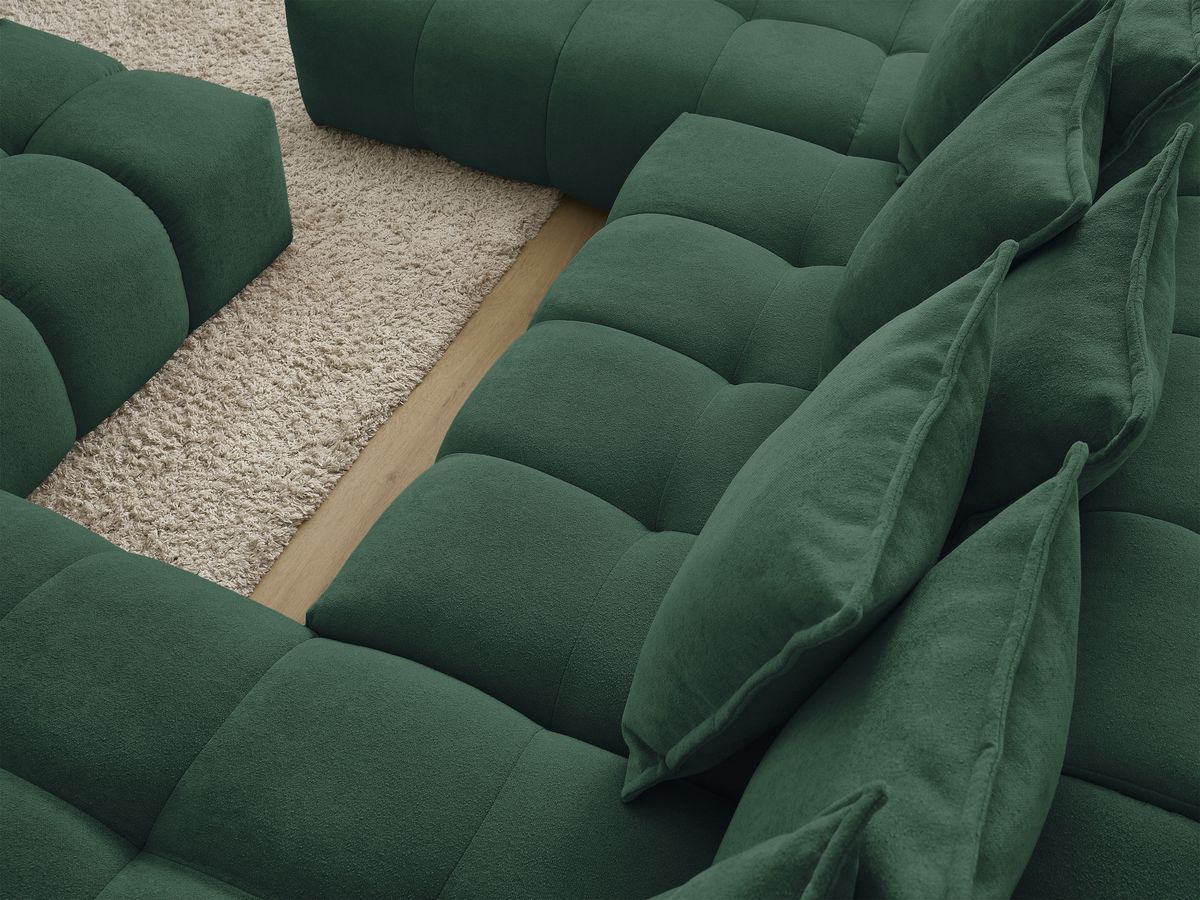 Bobochic Everest Wohnlandschaft mit Pouf, 14 Kissen Strukturstoff Grün Ecke rechts