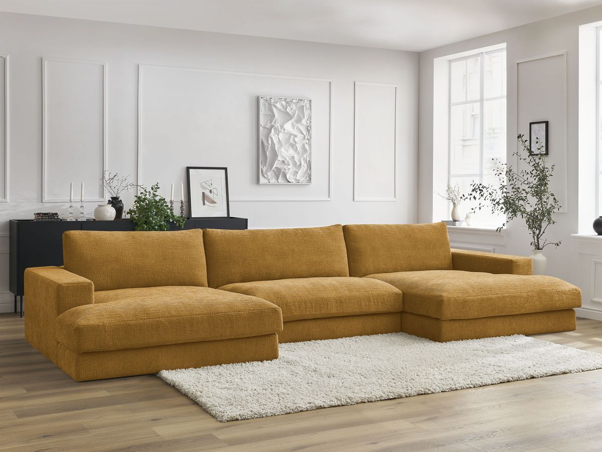 Bobochic Leonard Wohnlandschaft 404 × 159 cm Strukturstoff Gelb