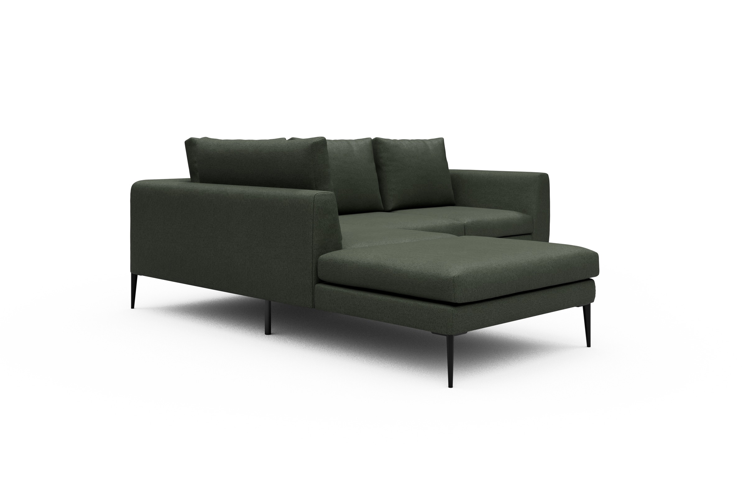 Ecksofa Paul Relax-Ecke links mit 2-Sitzer Denari-Forest-Green