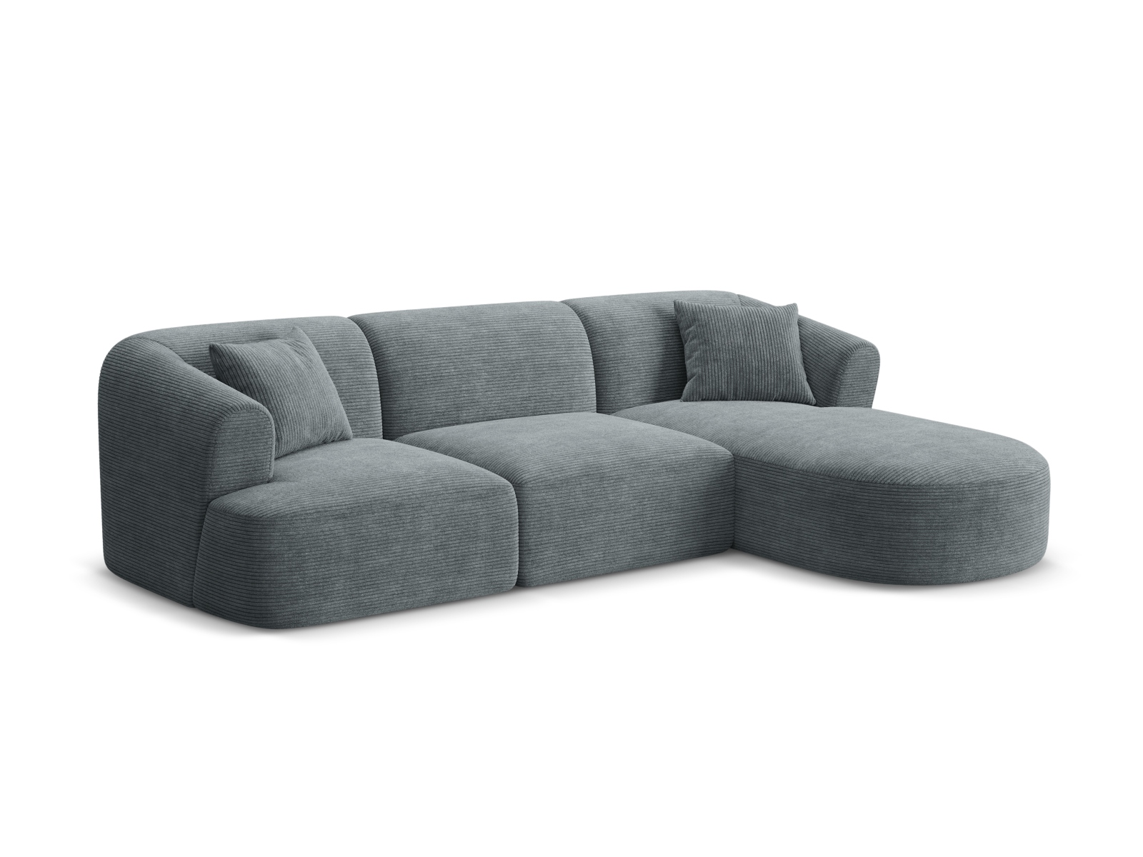 Cosmopolitan Design Ecksofa Campi 4-Sitzer Kord Lincoln D Dunkelgrau Melange Rechts