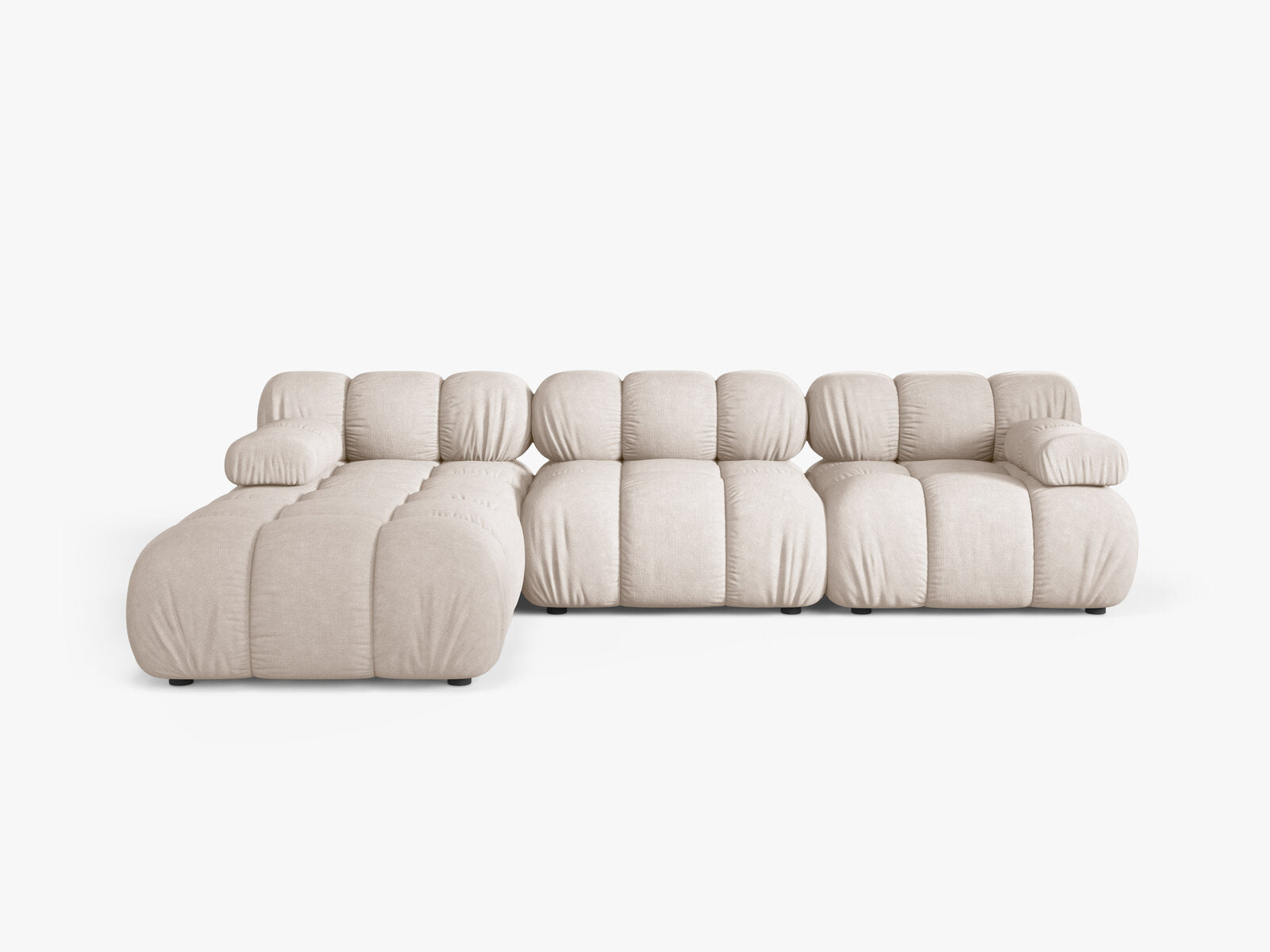 Micadoni Modulares Sofa Bellis 4-Sitzer mit flachem Modul Strukturierter Stoff Liberty Beige