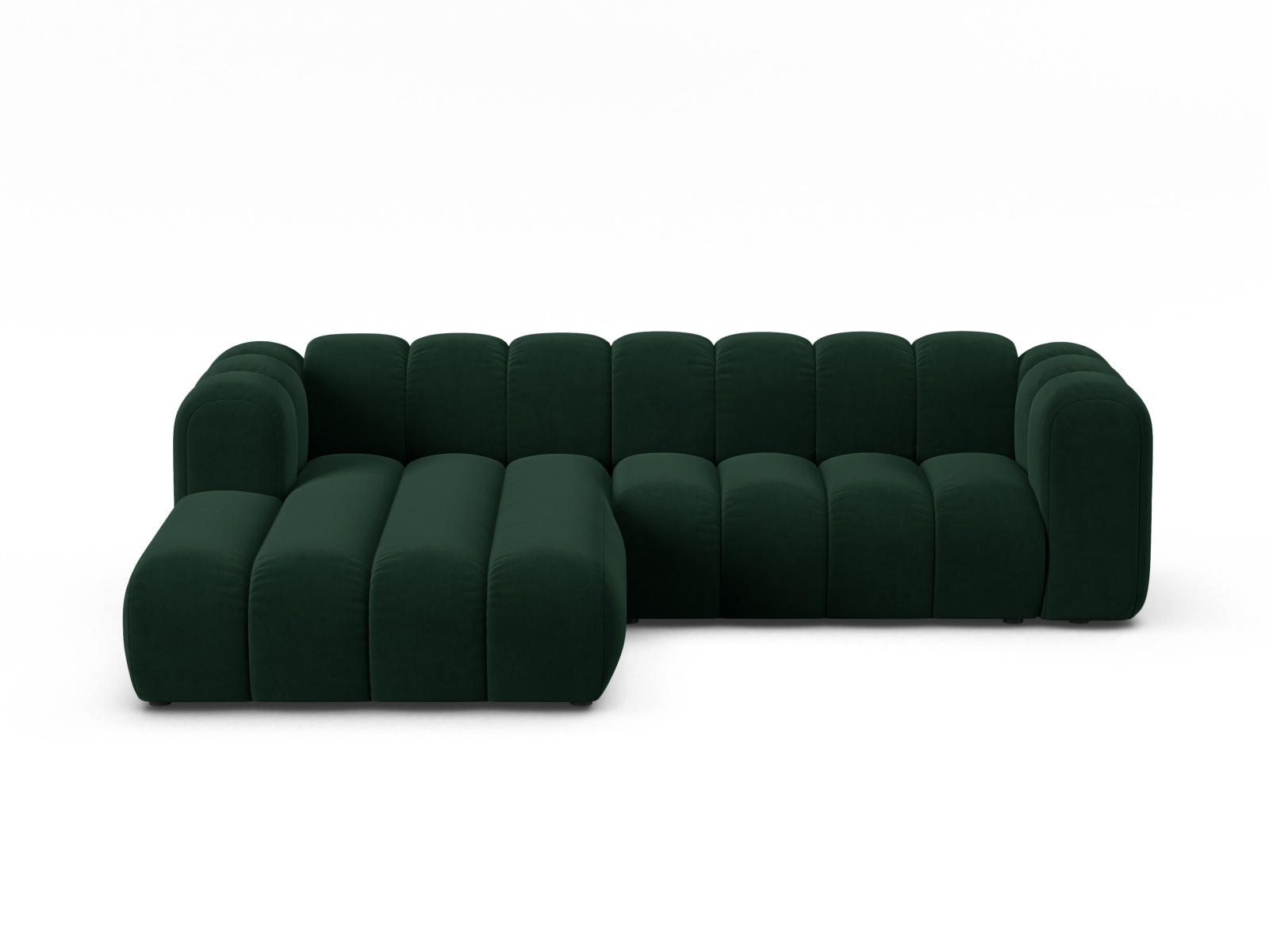 Micadoni Modulares Ecksofa Lupine 4-Sitzer mittelgroß Links Samt Salvador Flaschengrün