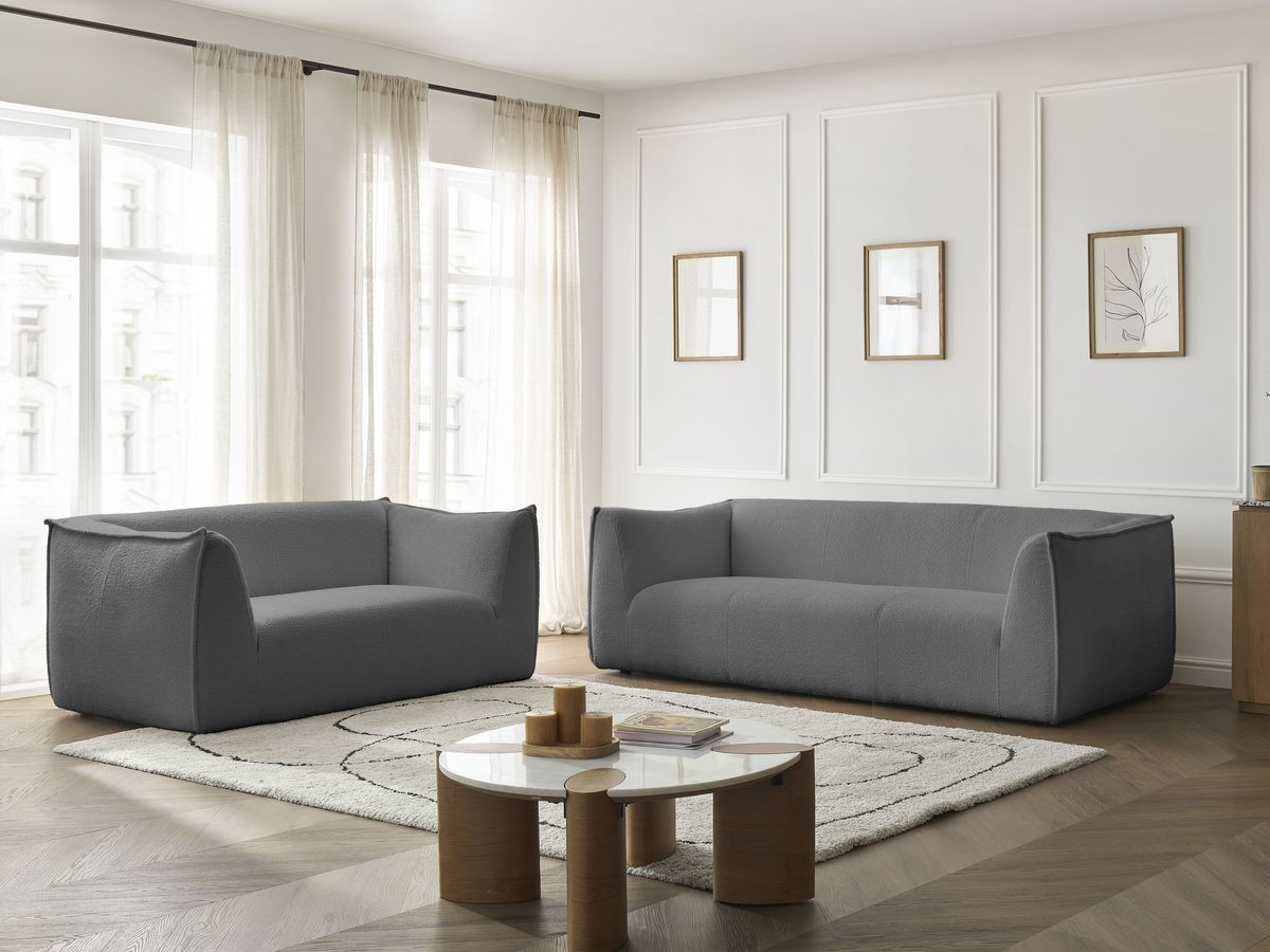 Bobochic Giorgia Sofa 5-Sitzer 412 × 100 cm Bouclé-Stoff Dunkelgrau