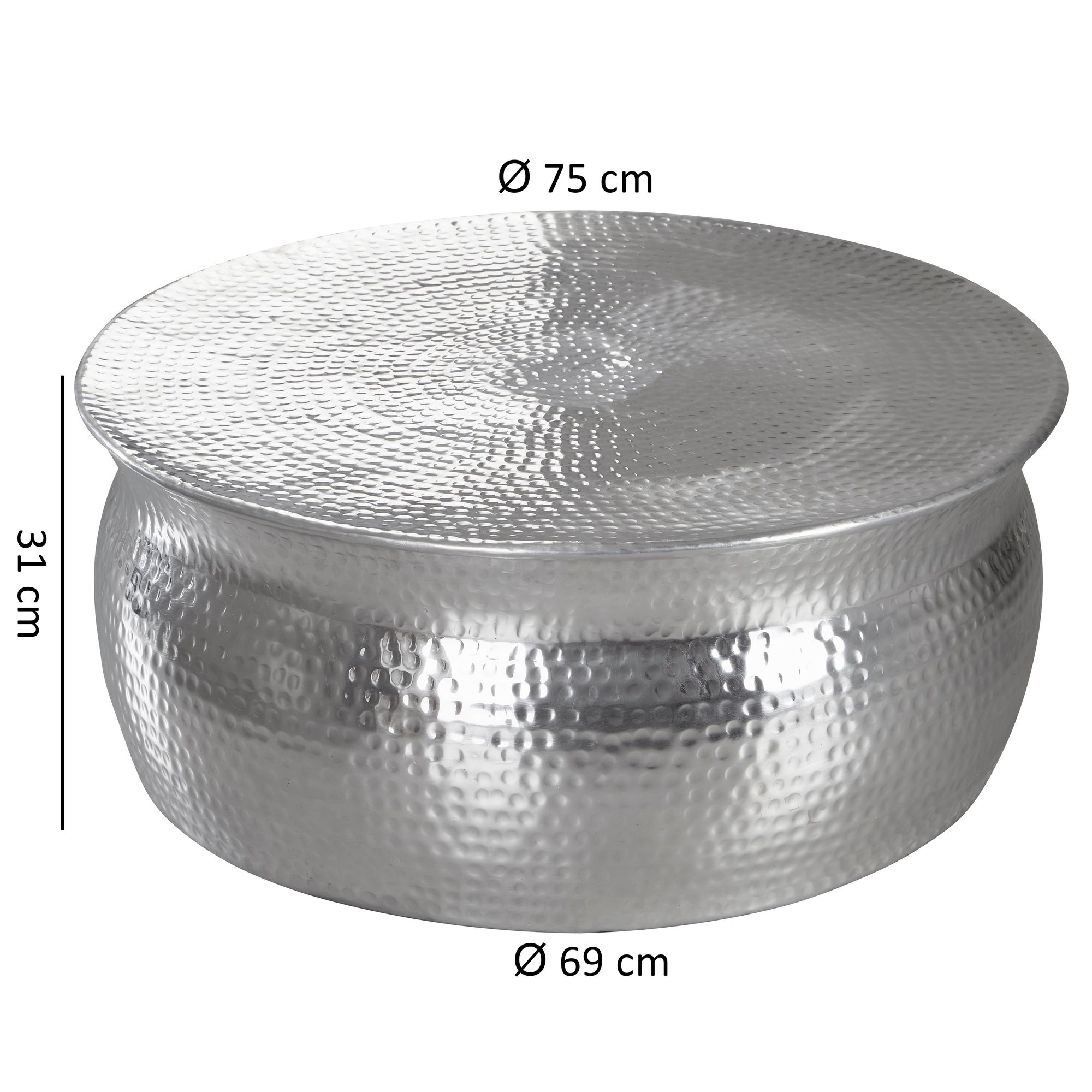 Couchtisch Rorvik Aluminium Silber Ø 75 × H 31 cm